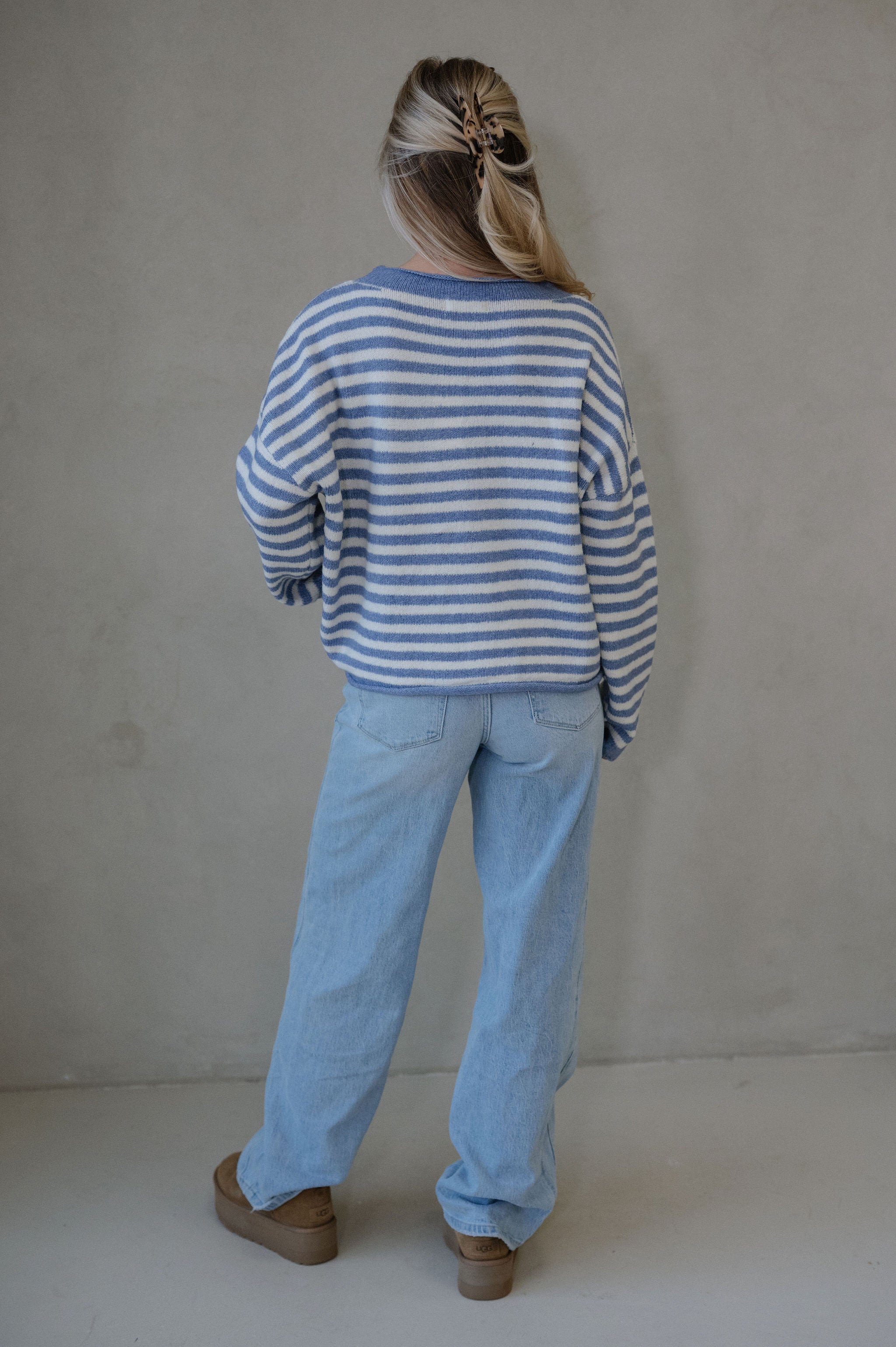 Kelsey Cardigan-Blue/Ivory