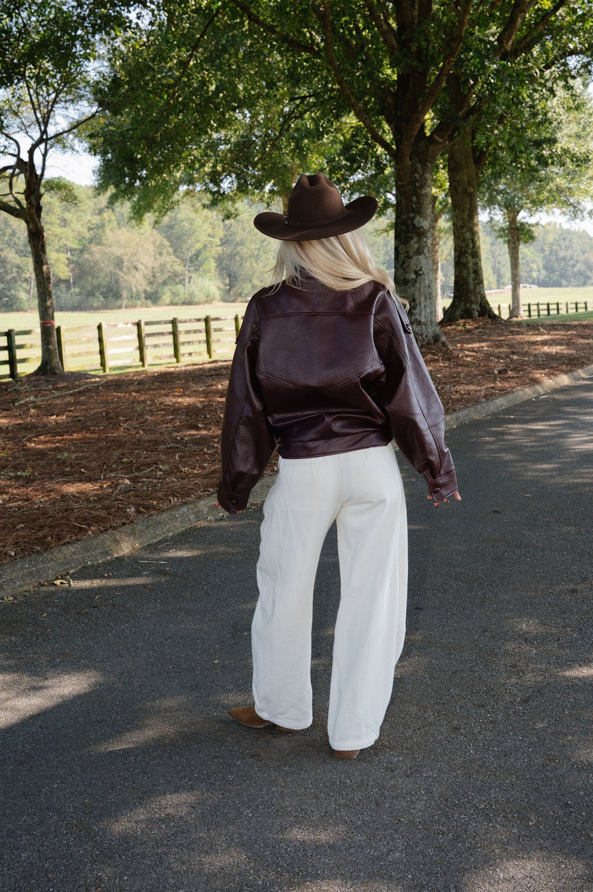 Faux Leather Funnel Neck Oversized Jacket-Burgundy
