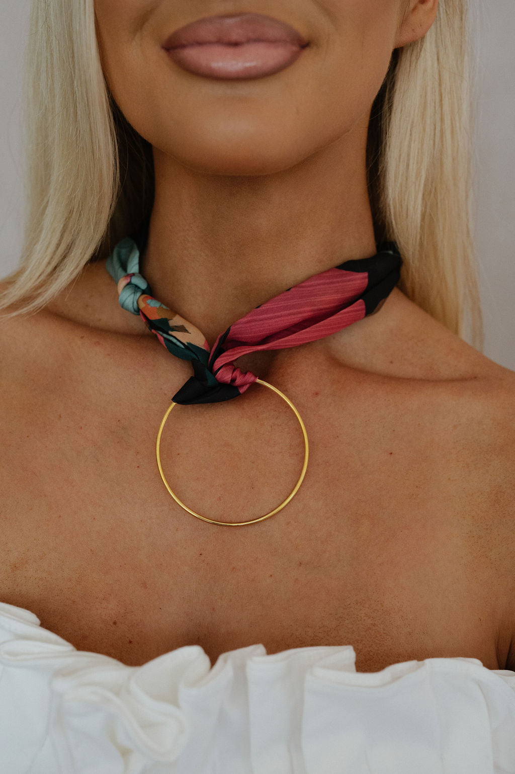 Oversized Gold Hoop Scarf Necklace