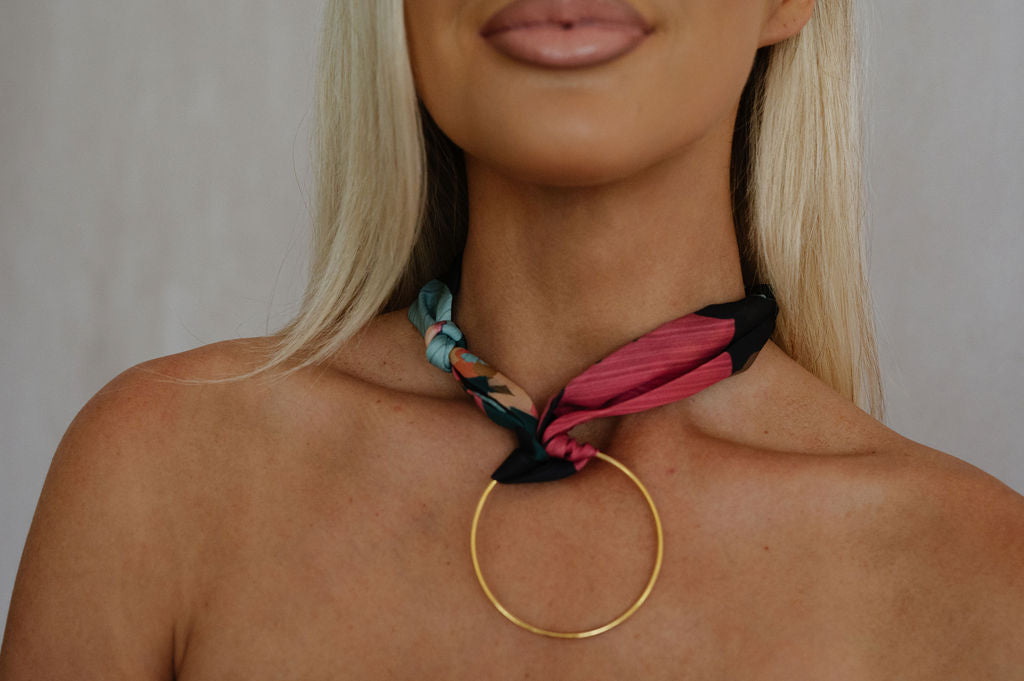 Oversized Gold Hoop Scarf Necklace