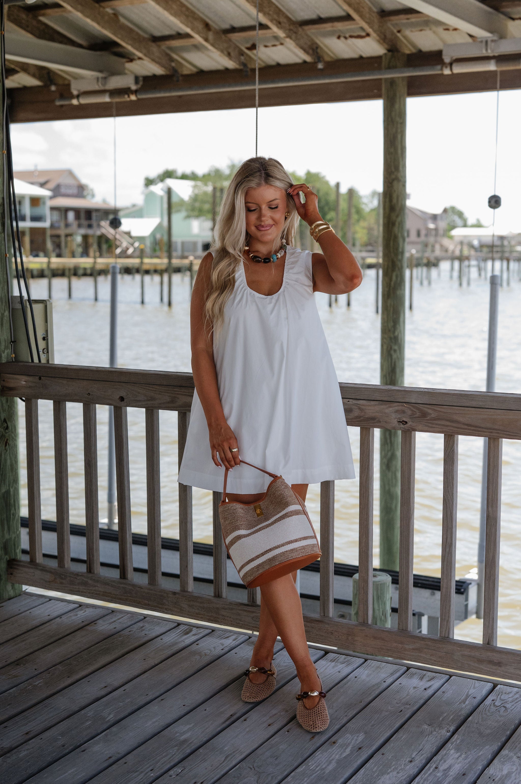 Della Swing Dress-White