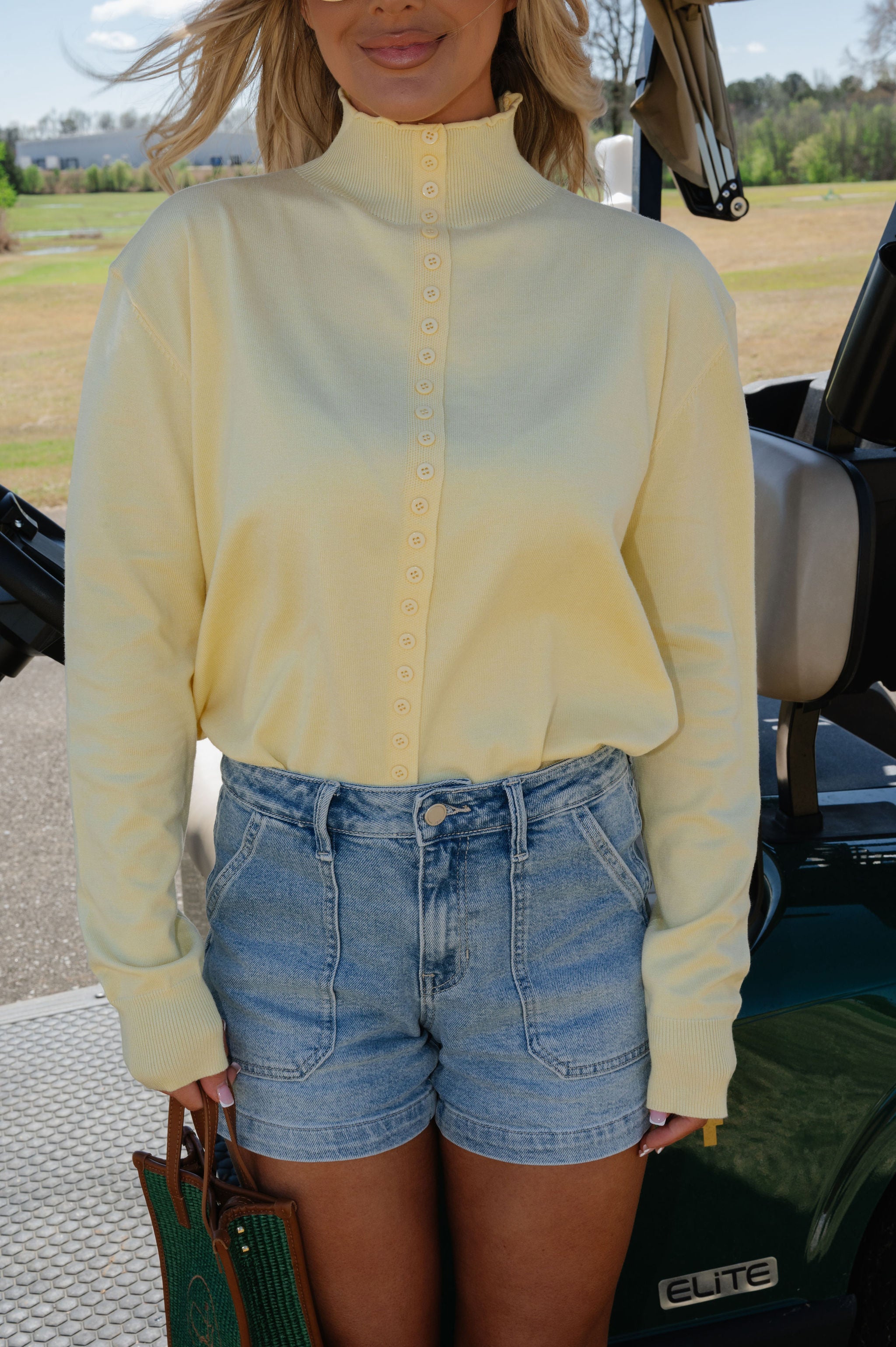 Frankie Mock Neck Cardigan-Butter