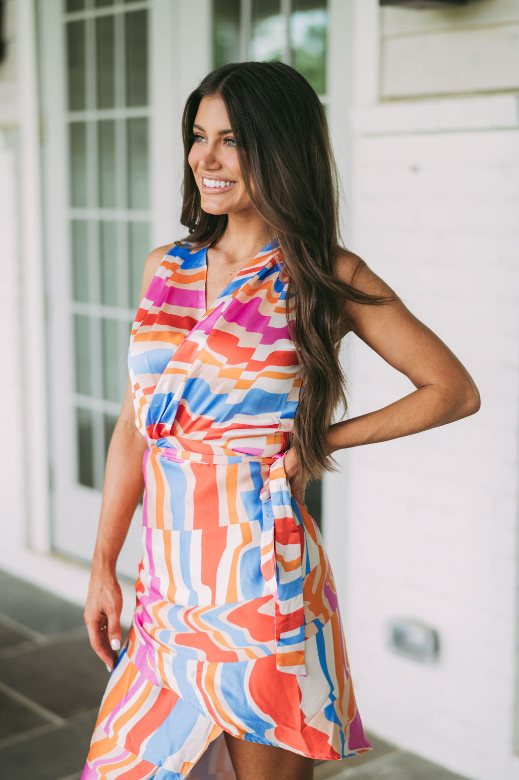 Vibrant Printed Wrap Dress