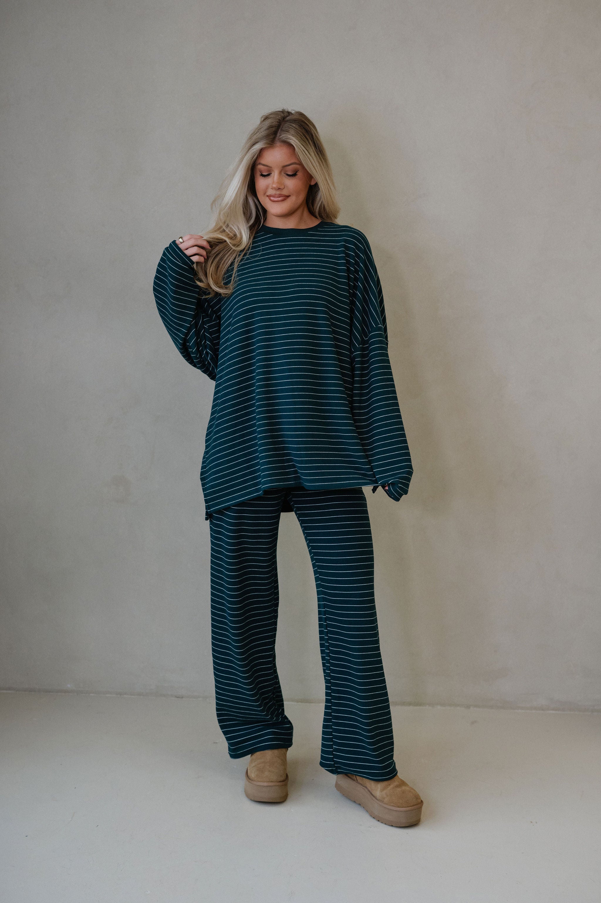 Hattie Striped Pants-Green