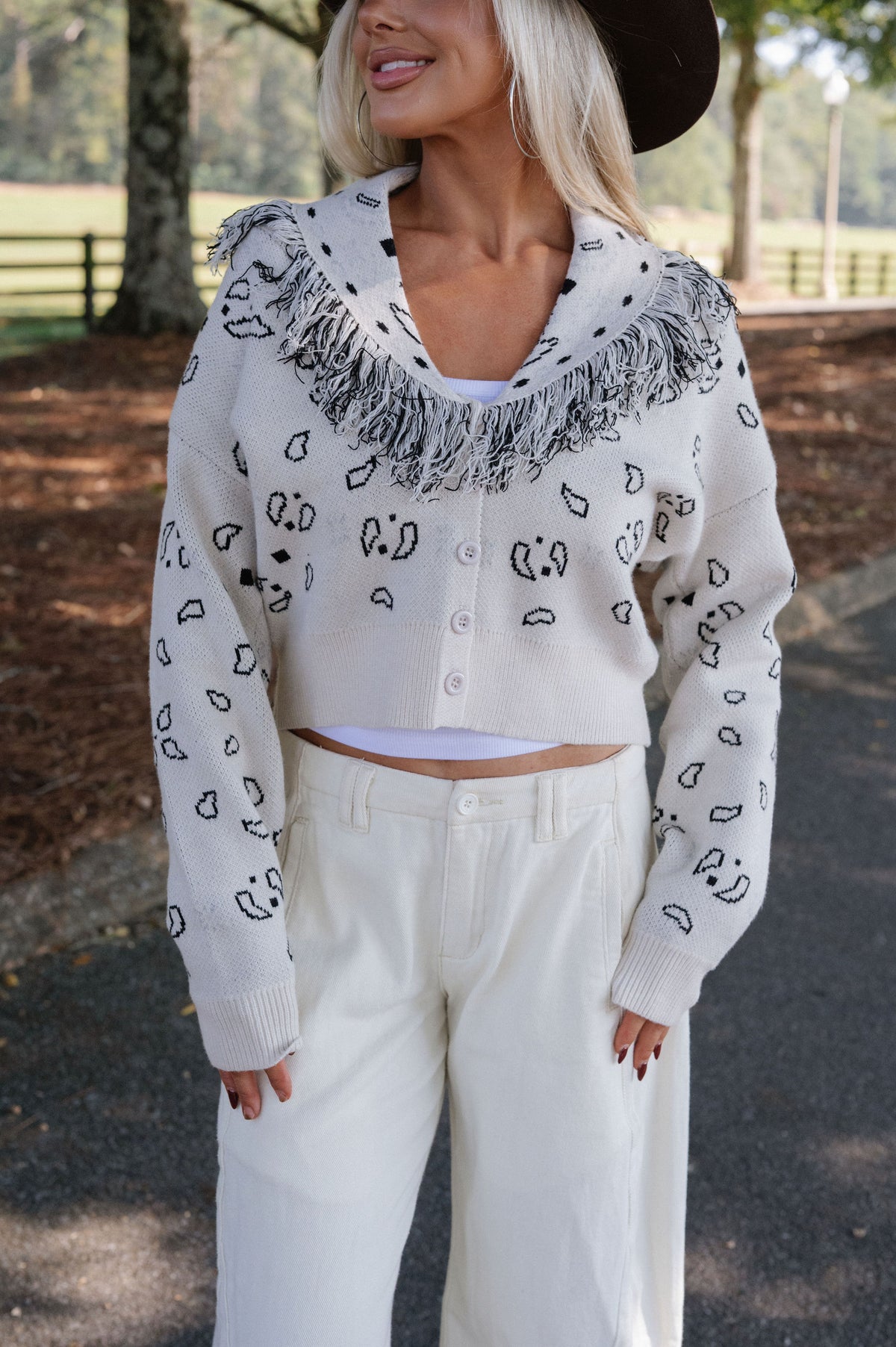 Bandana Knit Cardigan-Ivory