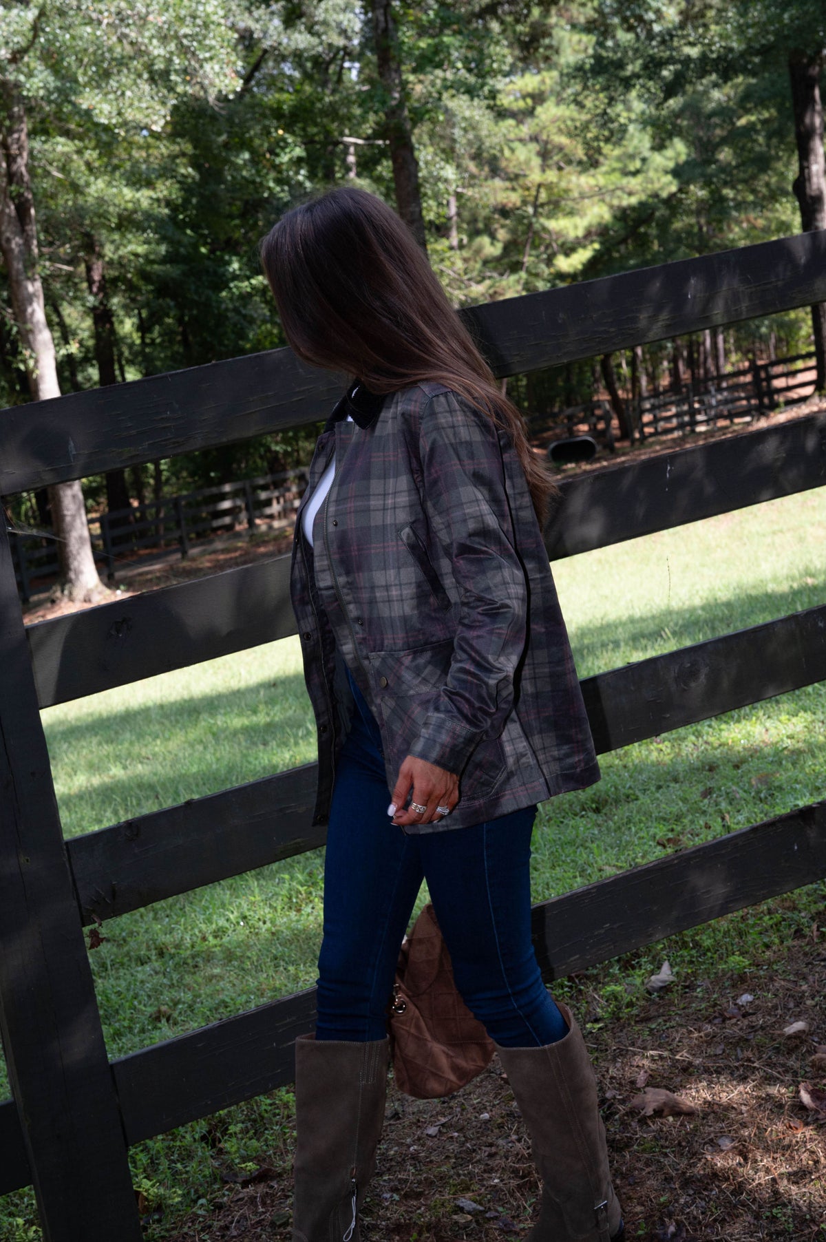 Lucy Plaid Barn Jacket-Olive