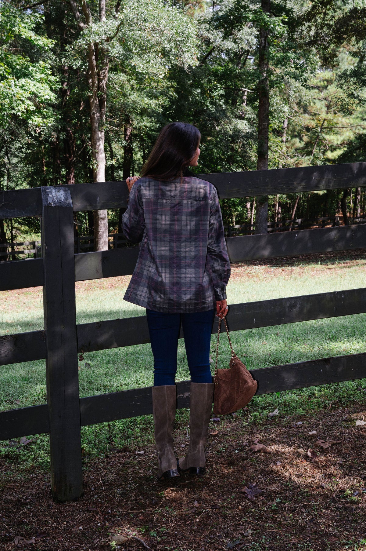 Lucy Plaid Barn Jacket-Olive