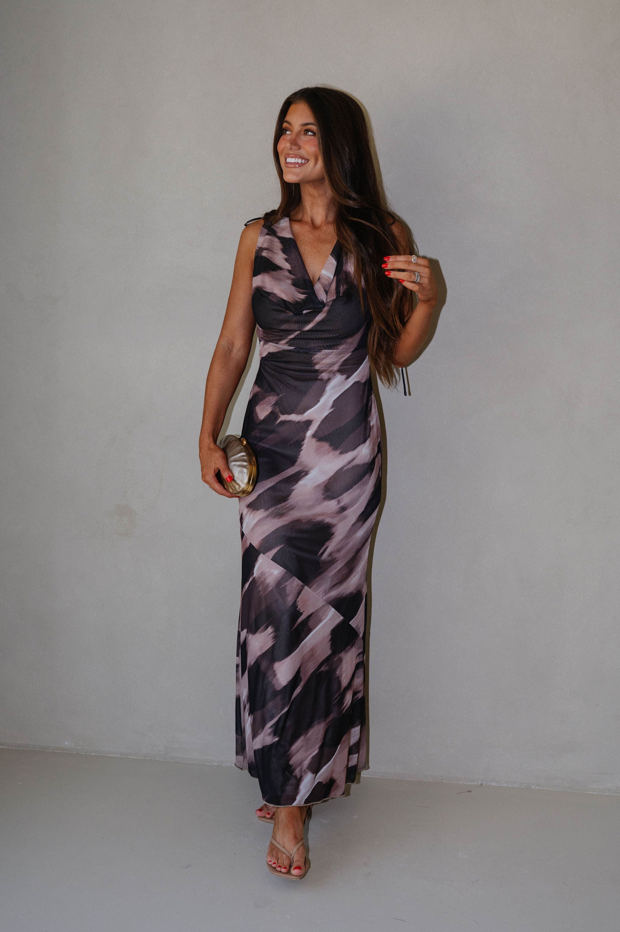 Sav Marble Maxi Dress-Brown