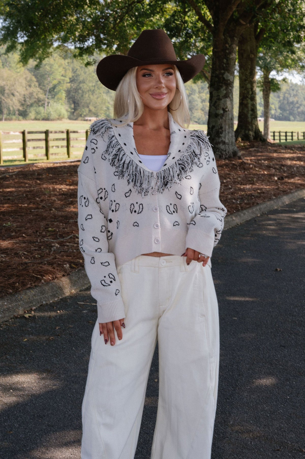 Bandana Knit Cardigan-Ivory