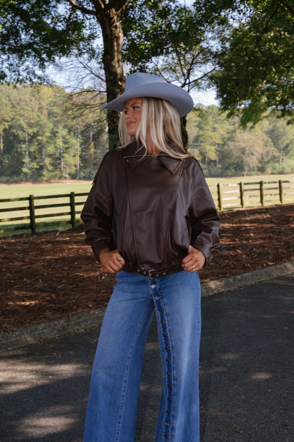 Arden Oversized Bomber Jacket-Brown