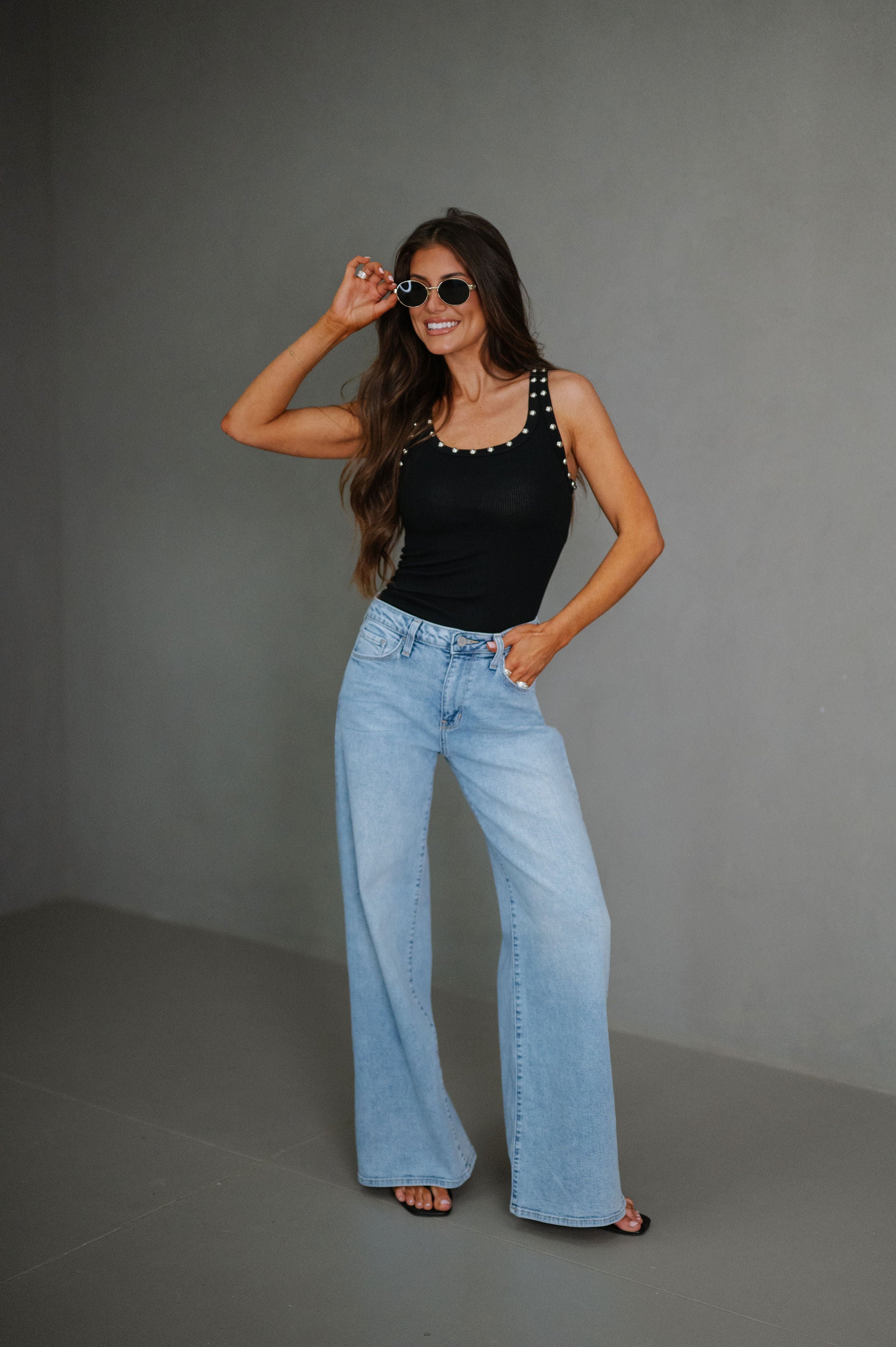Lillian Wide Leg Jeans-Medium Denim