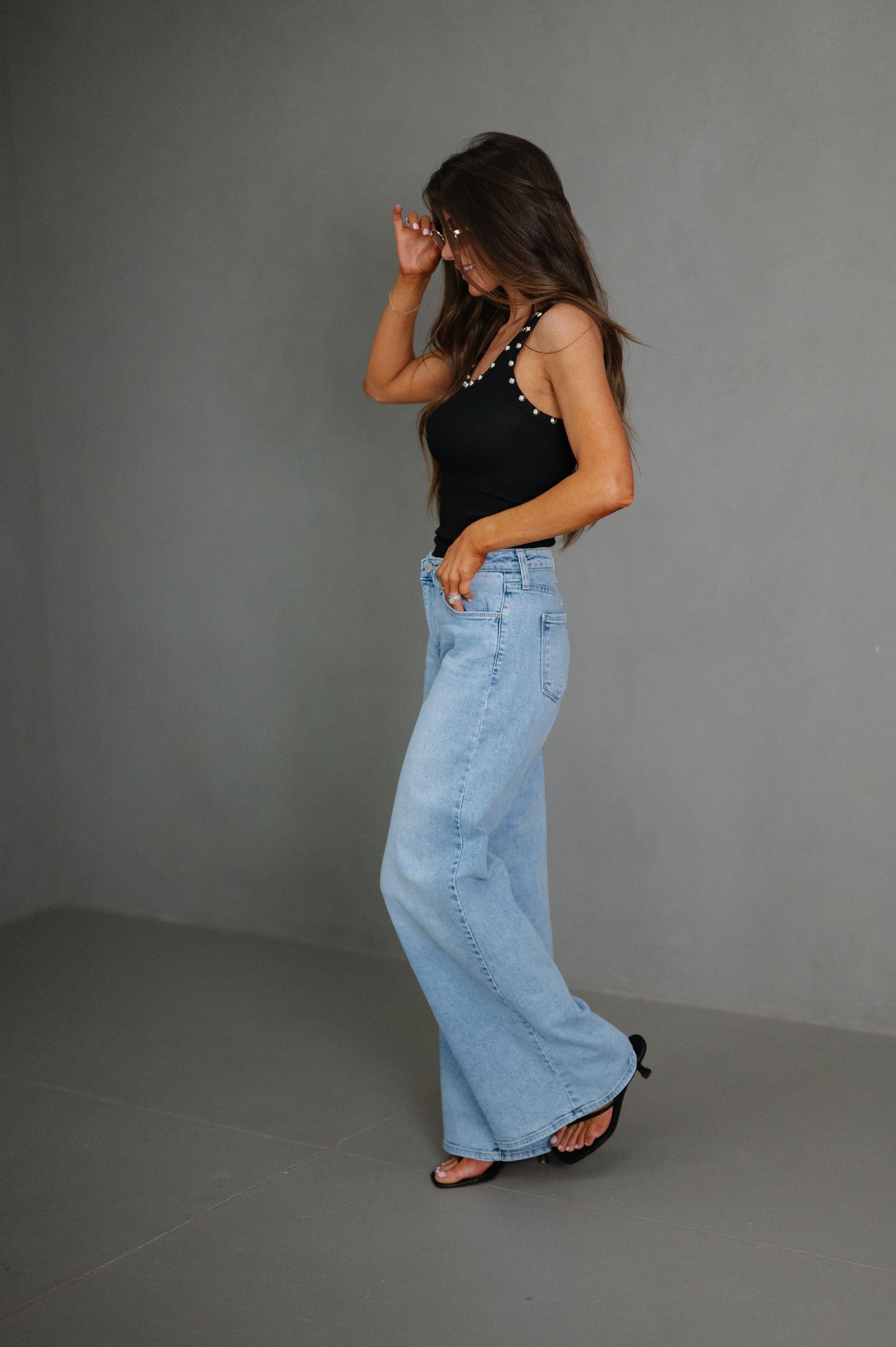 Lillian Wide Leg Jeans-Medium Denim