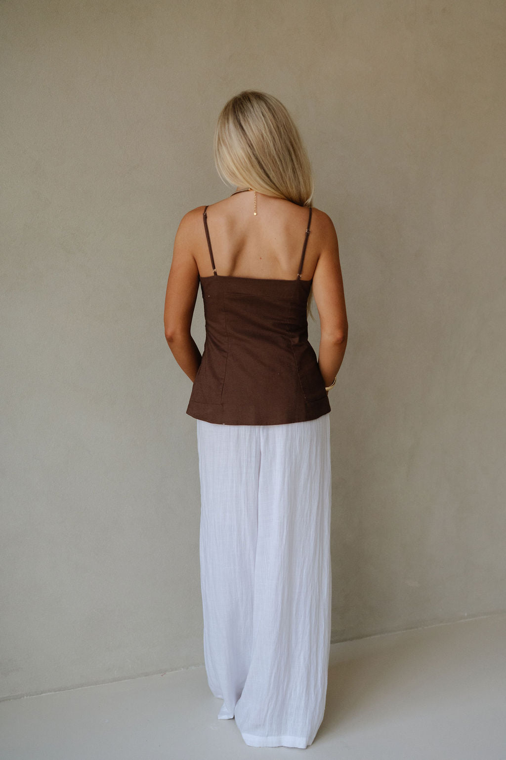 Ina Button Top- Brown