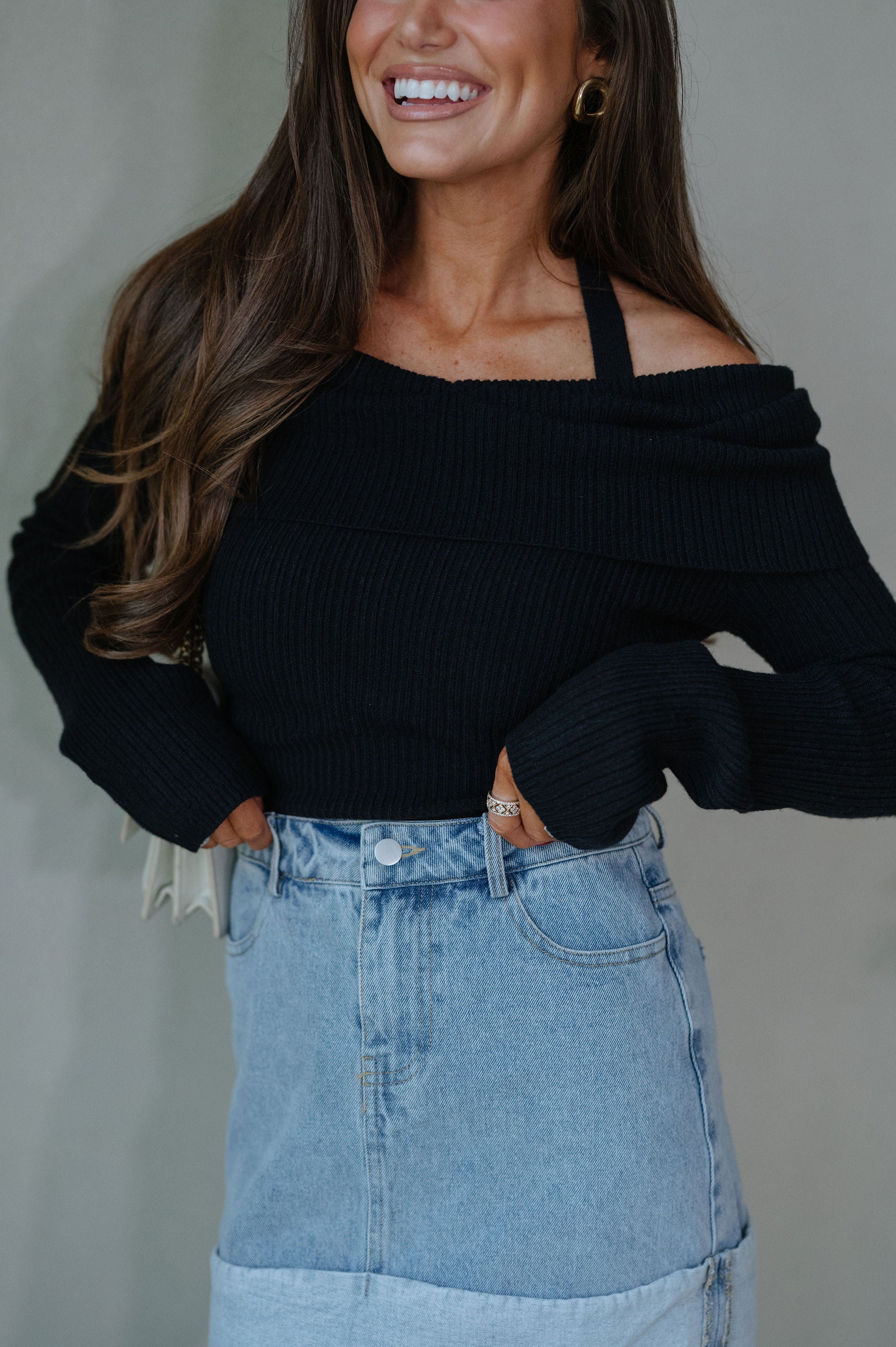 Myra Sweater Top-Black