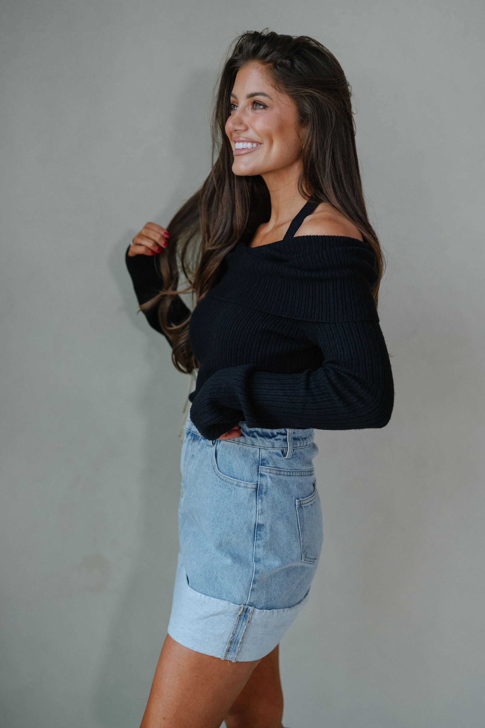 Myra Sweater Top-Black