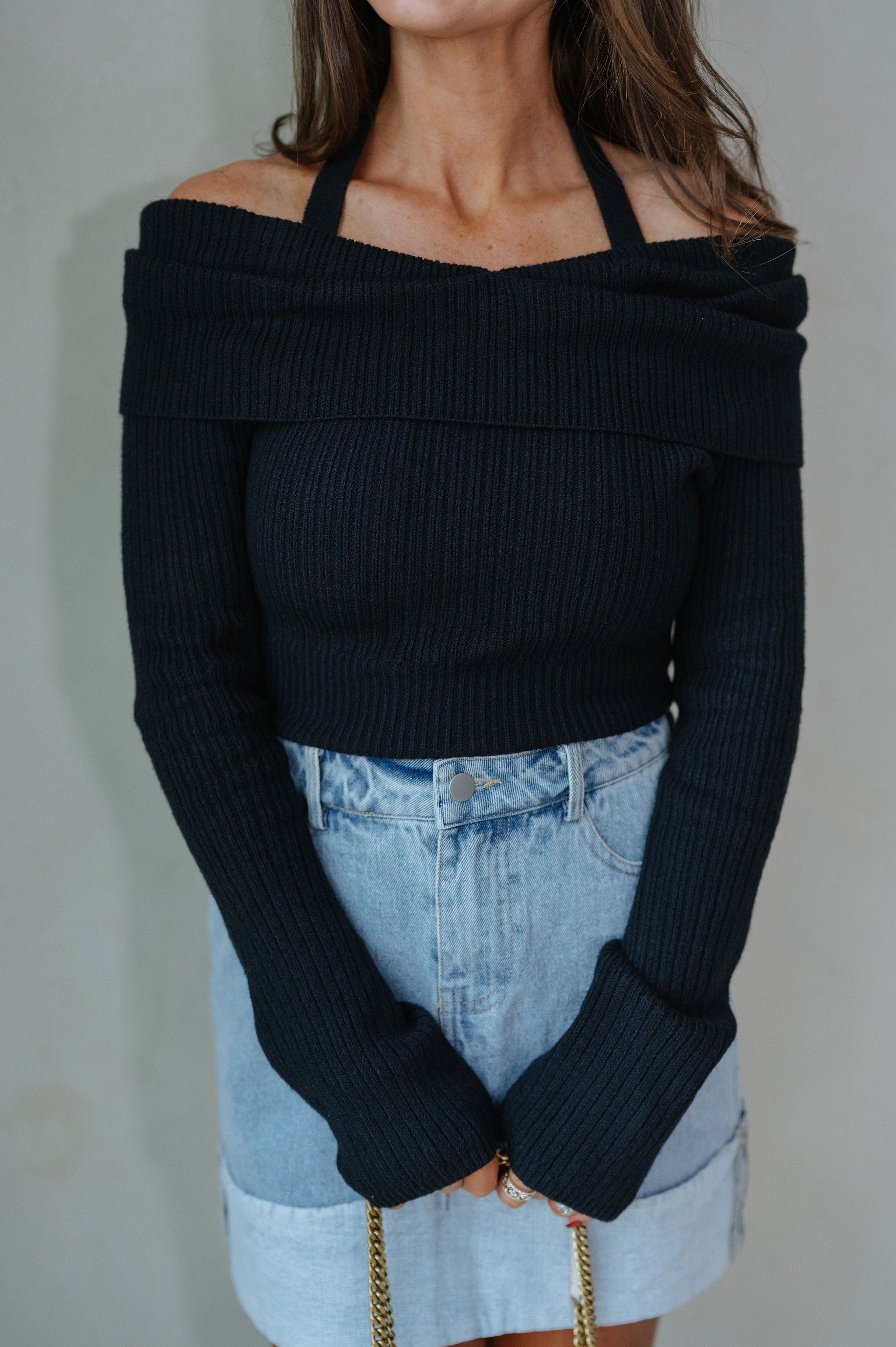 Myra Sweater Top-Black