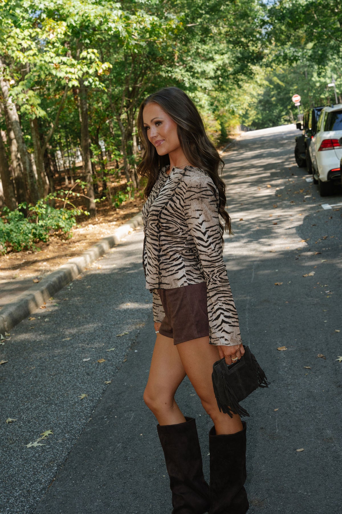 Tiger Print Long Sleeve Top