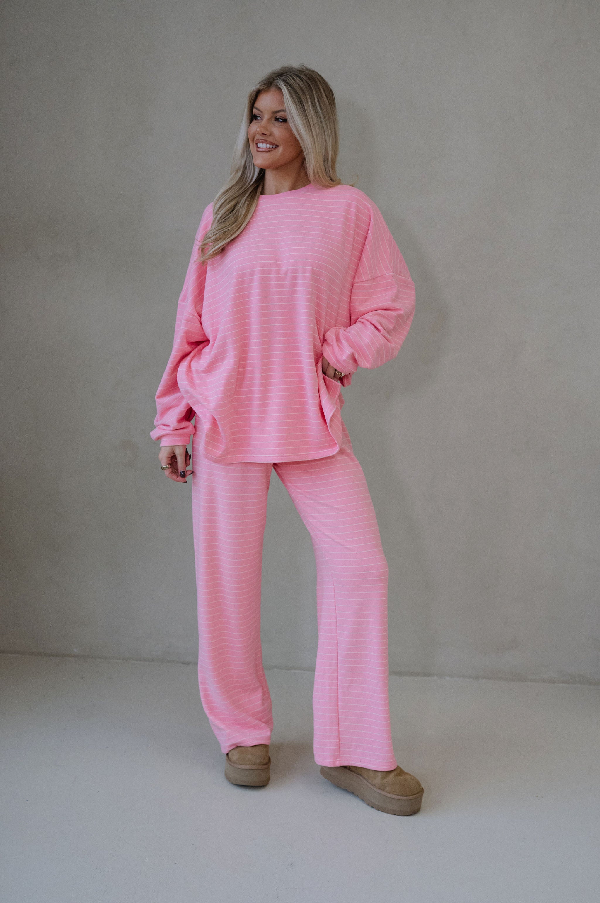 Laurel Striped Top-Pink