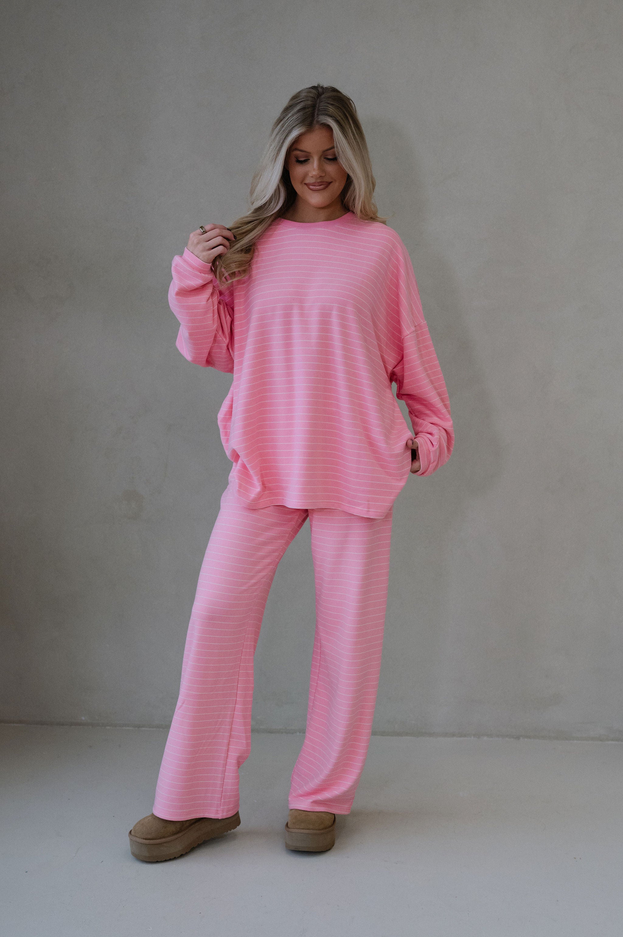 Hattie Striped Pants-Pink