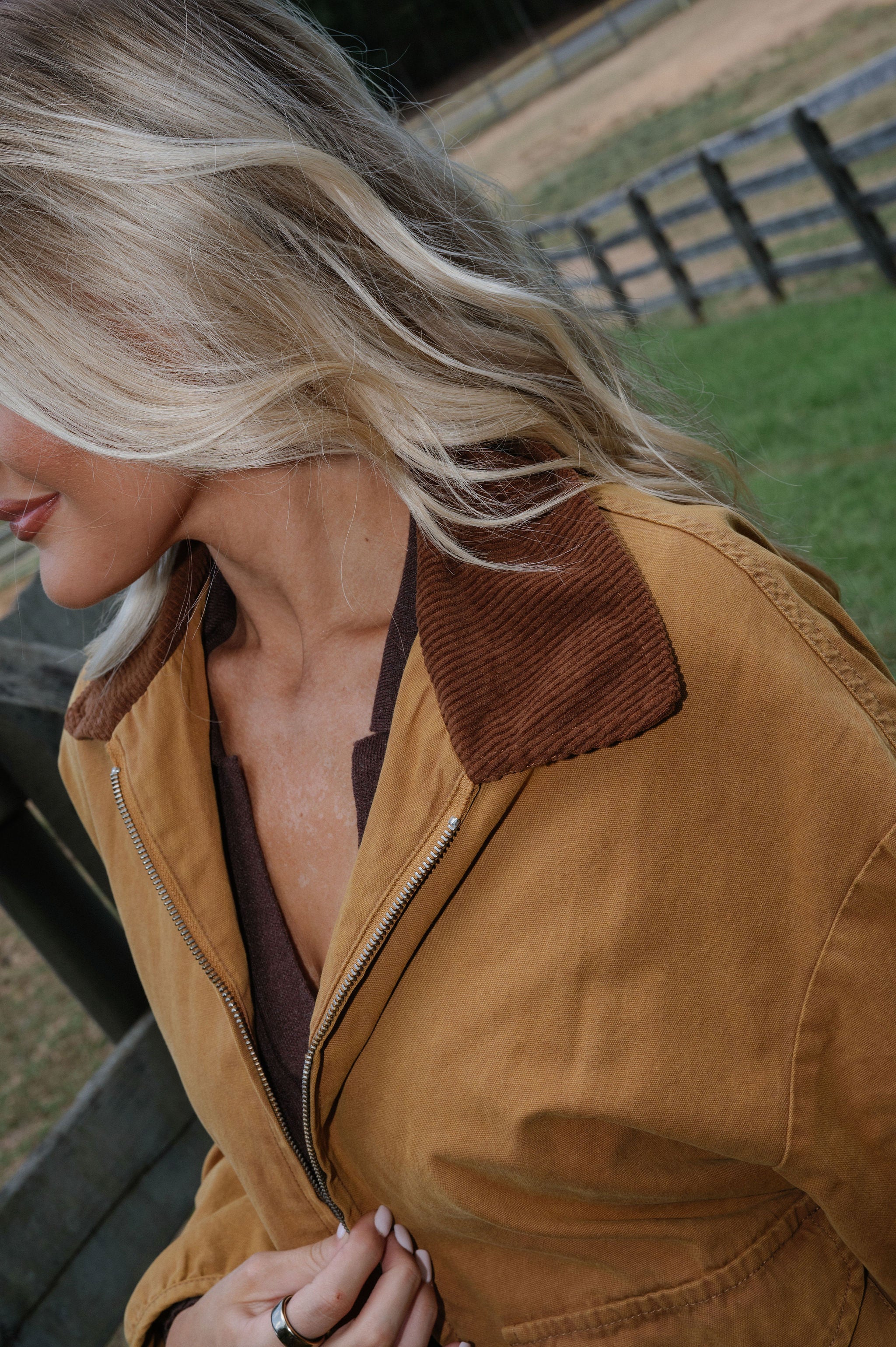 Collared Barn Jacket- Camel/Brown