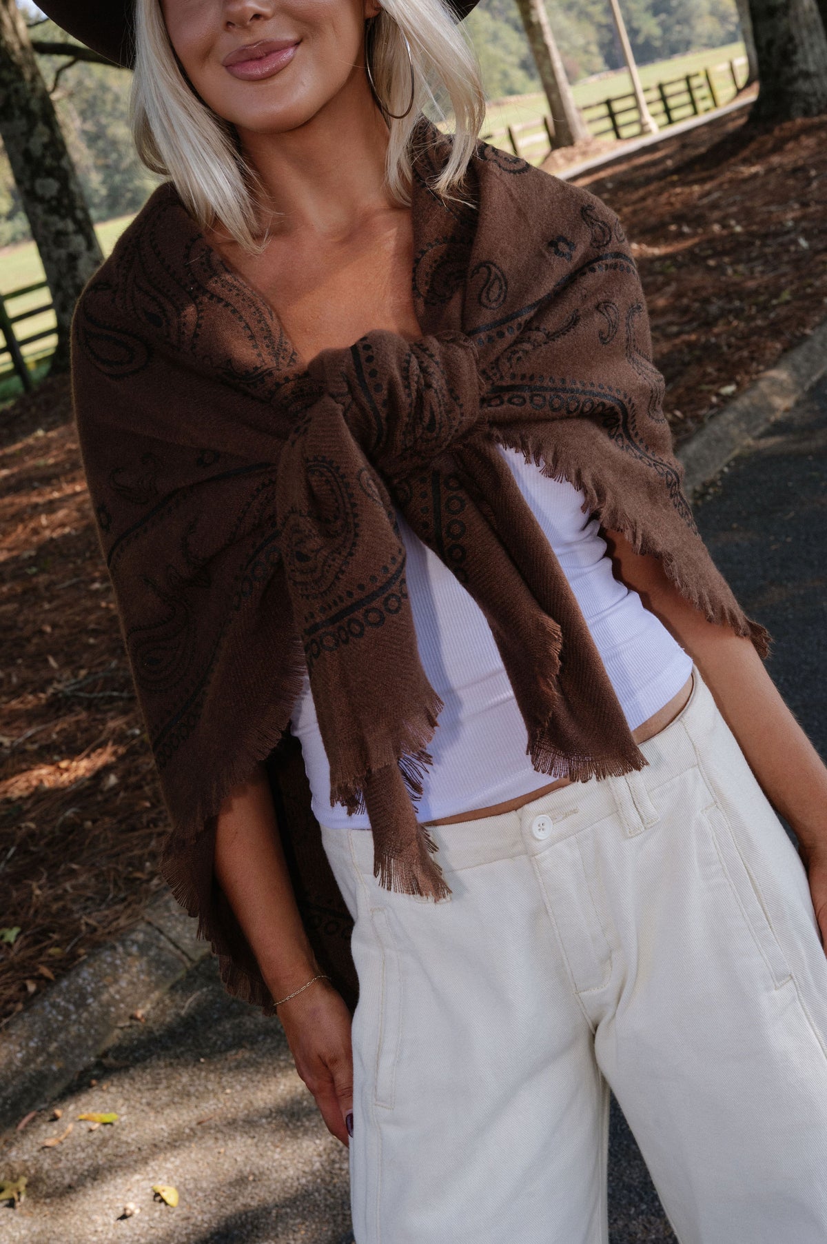 Romy Wool Paisley Scarf-Cafe