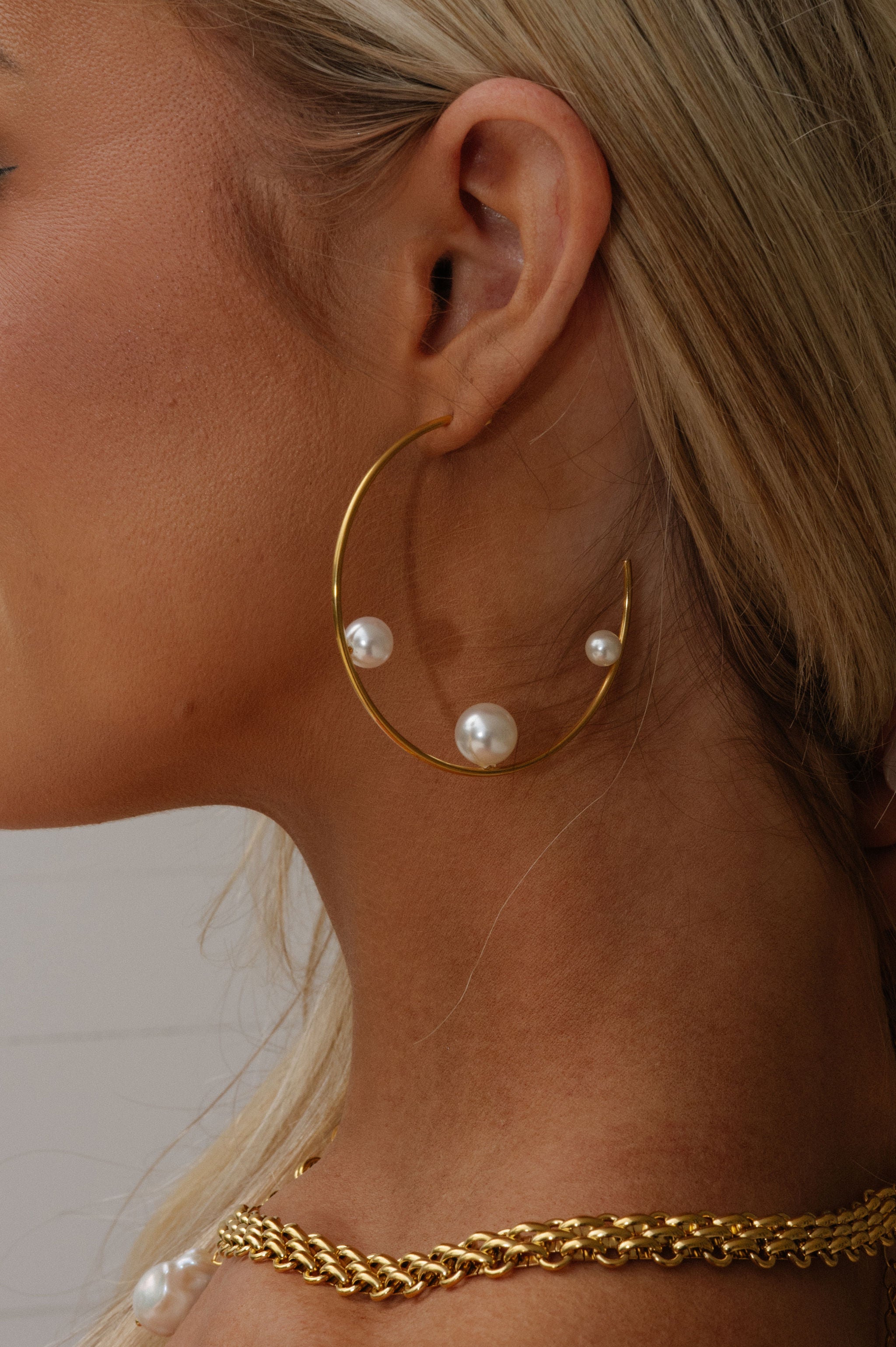 Large Pearl Hoops