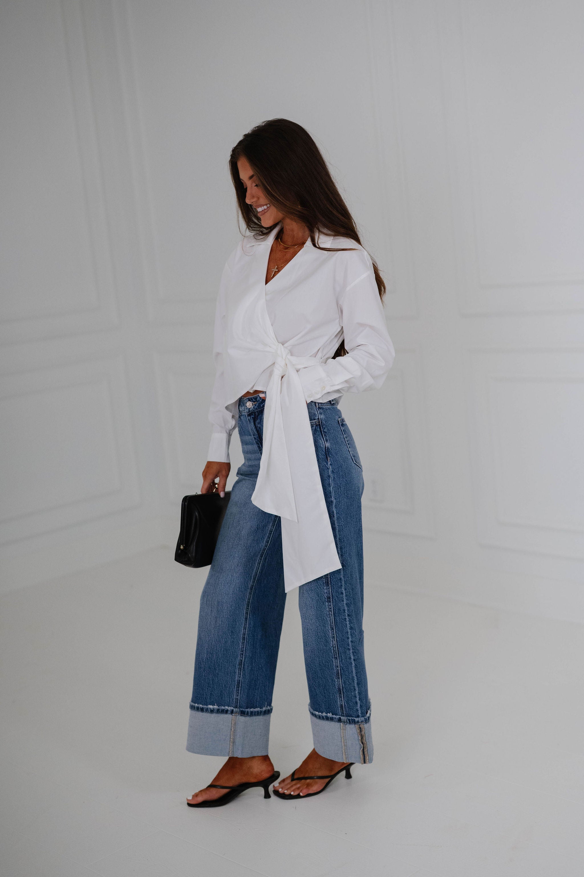 Kate Asymmetrical Wrap Top-White