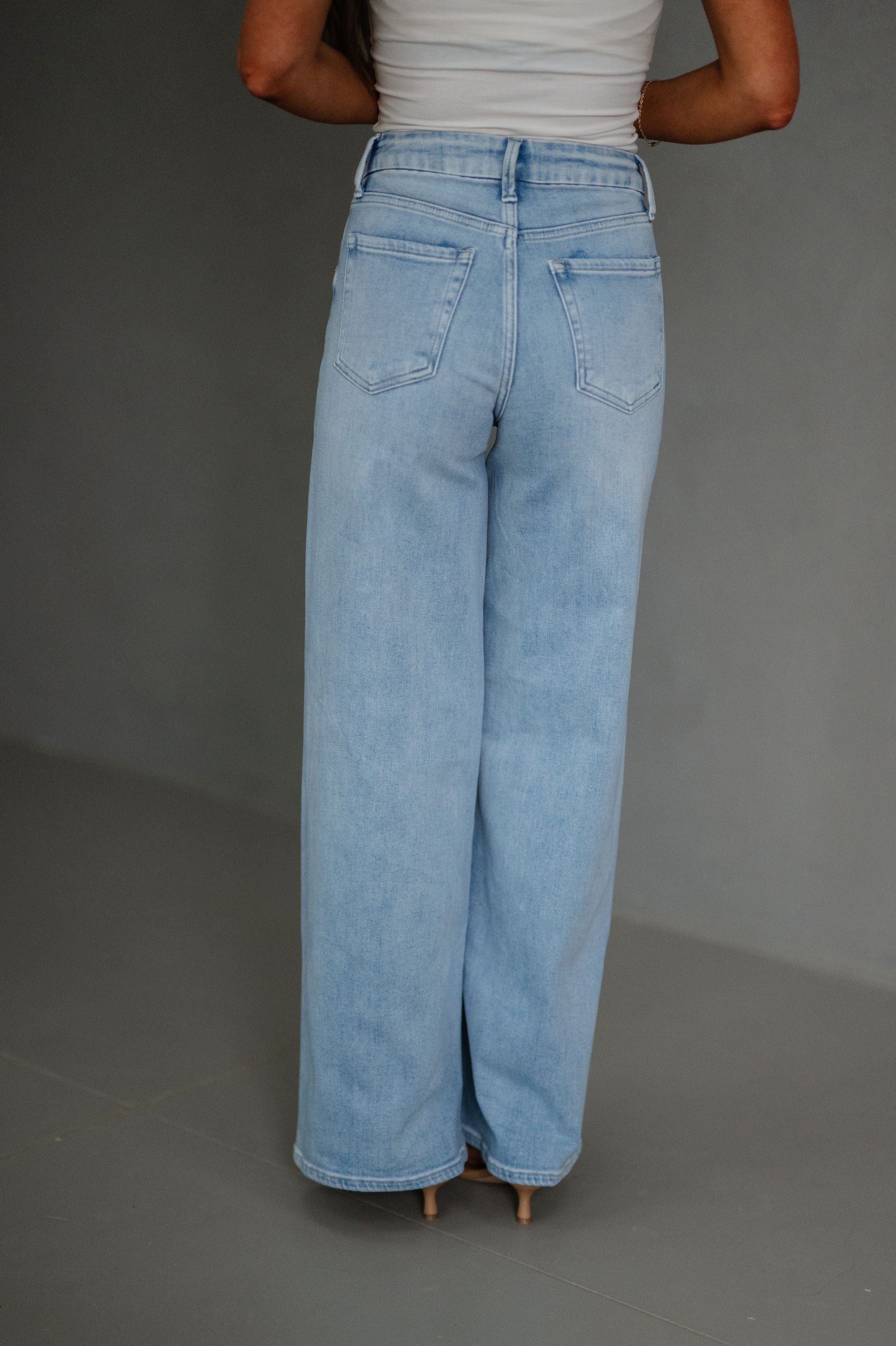 Poppy Wide Leg Jeans-Light Denim