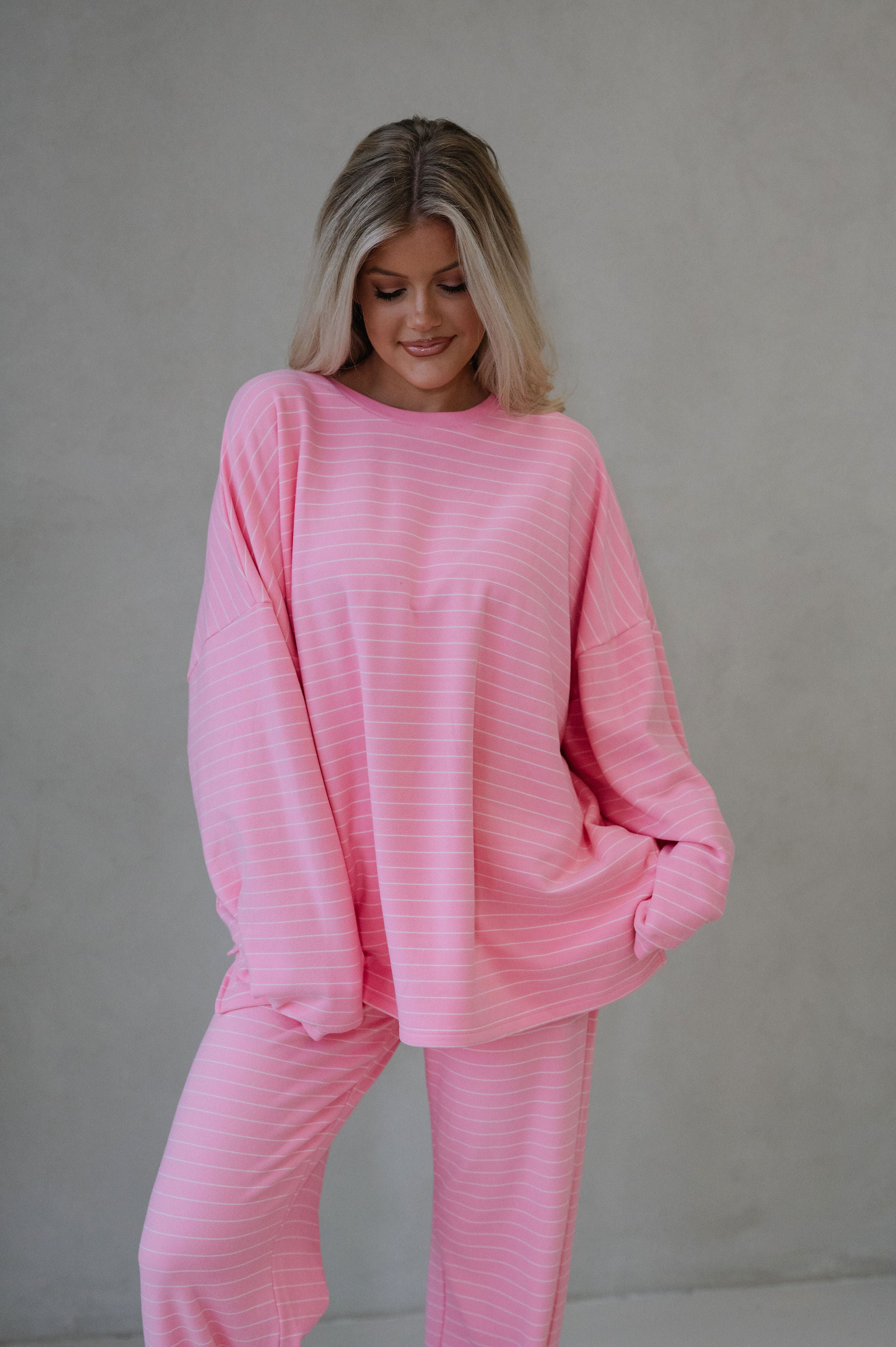 Laurel Striped Top-Pink