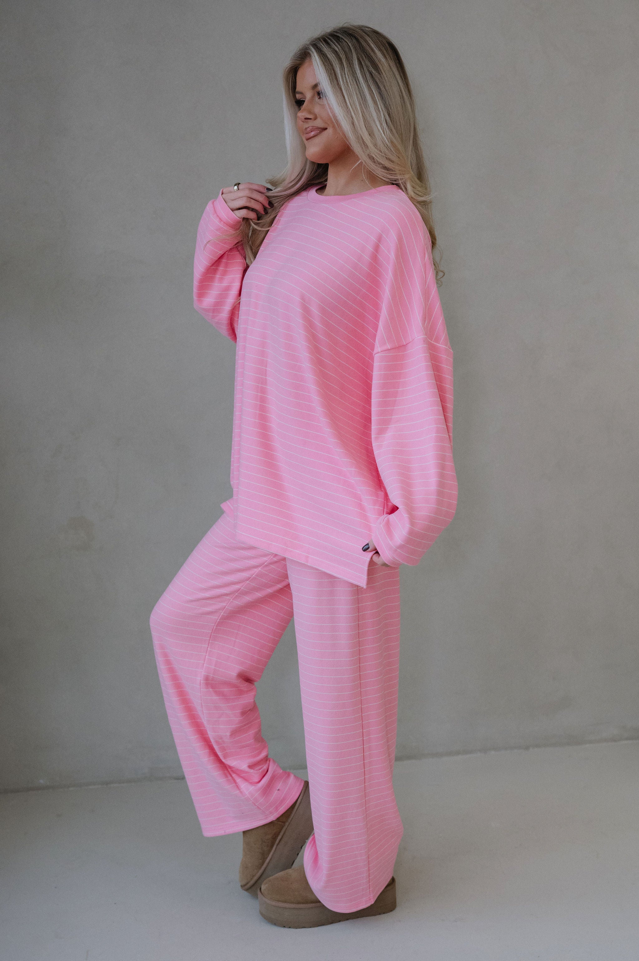 Laurel Striped Top-Pink