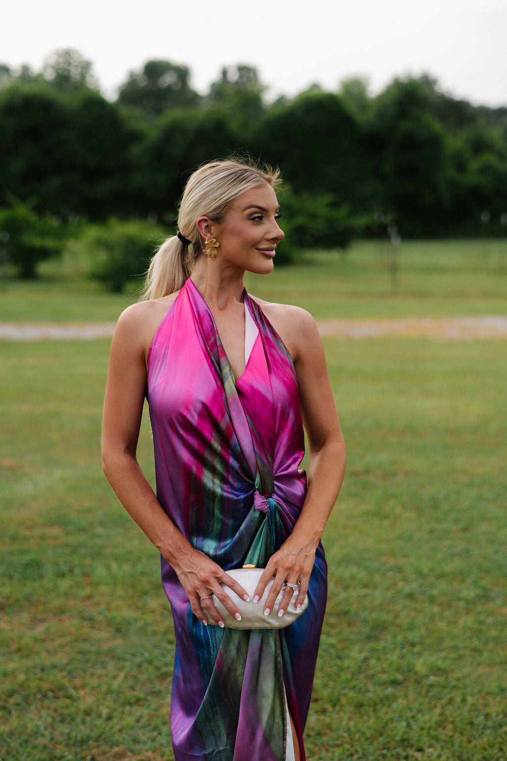 Knot Halter Dress-Multi