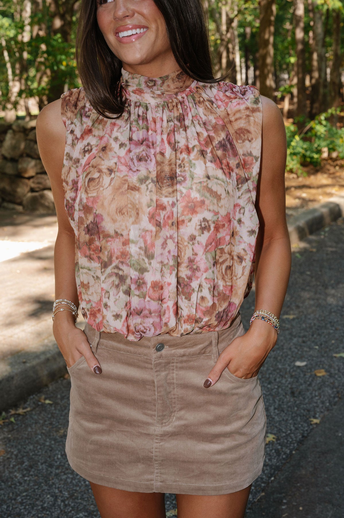 Salt Mock Neck Bodysuit- Floral