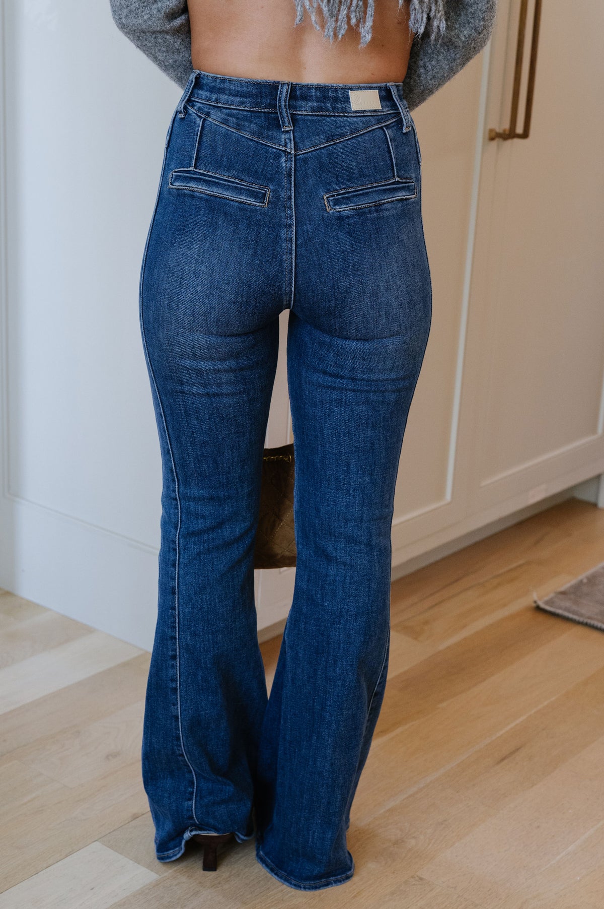 High Rise Flare Trouser-Dark Denim