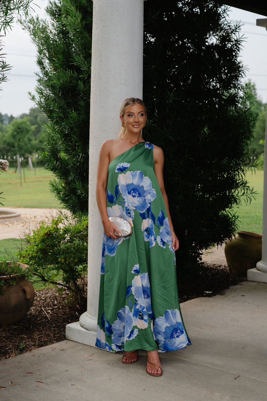 Glena Floral Maxi Dress-Green/Blue