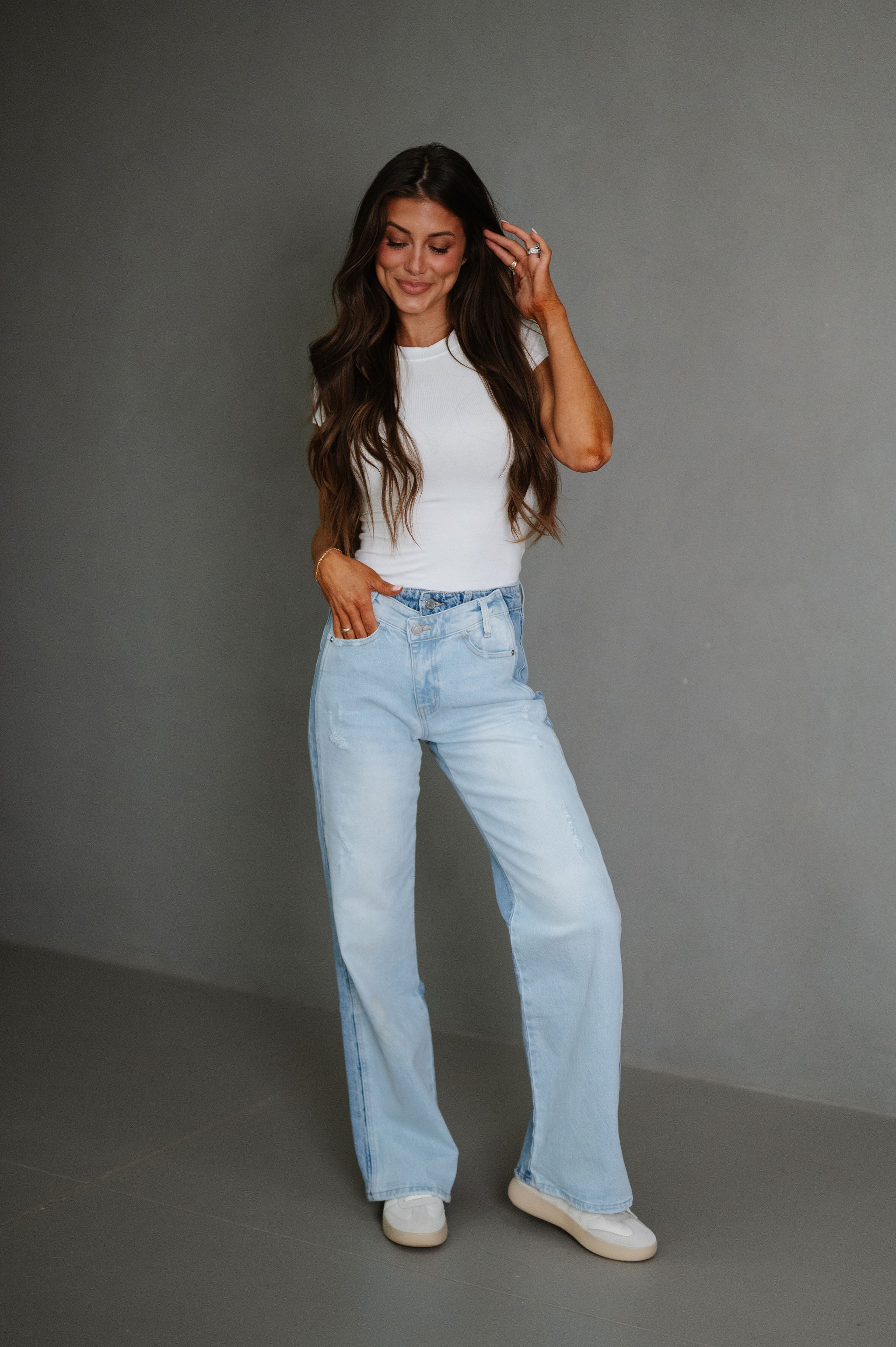 High Rise Wide Flare Jeans-Medium/Light
