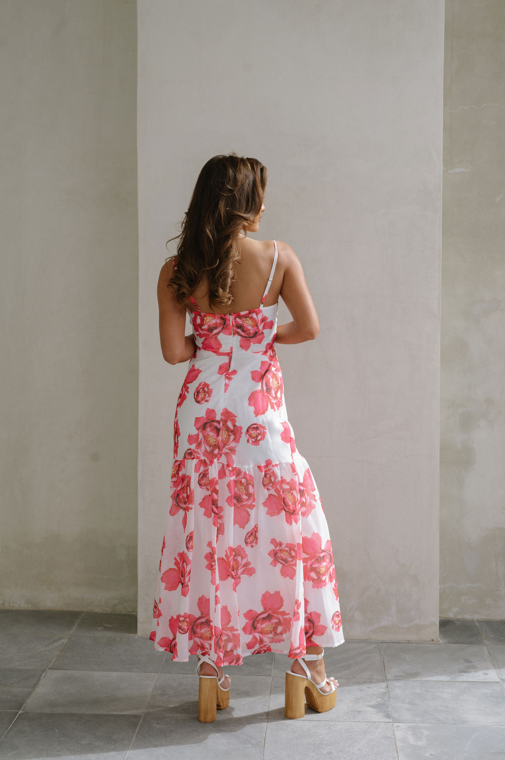 Leah Floral Maxi Dress-Pink