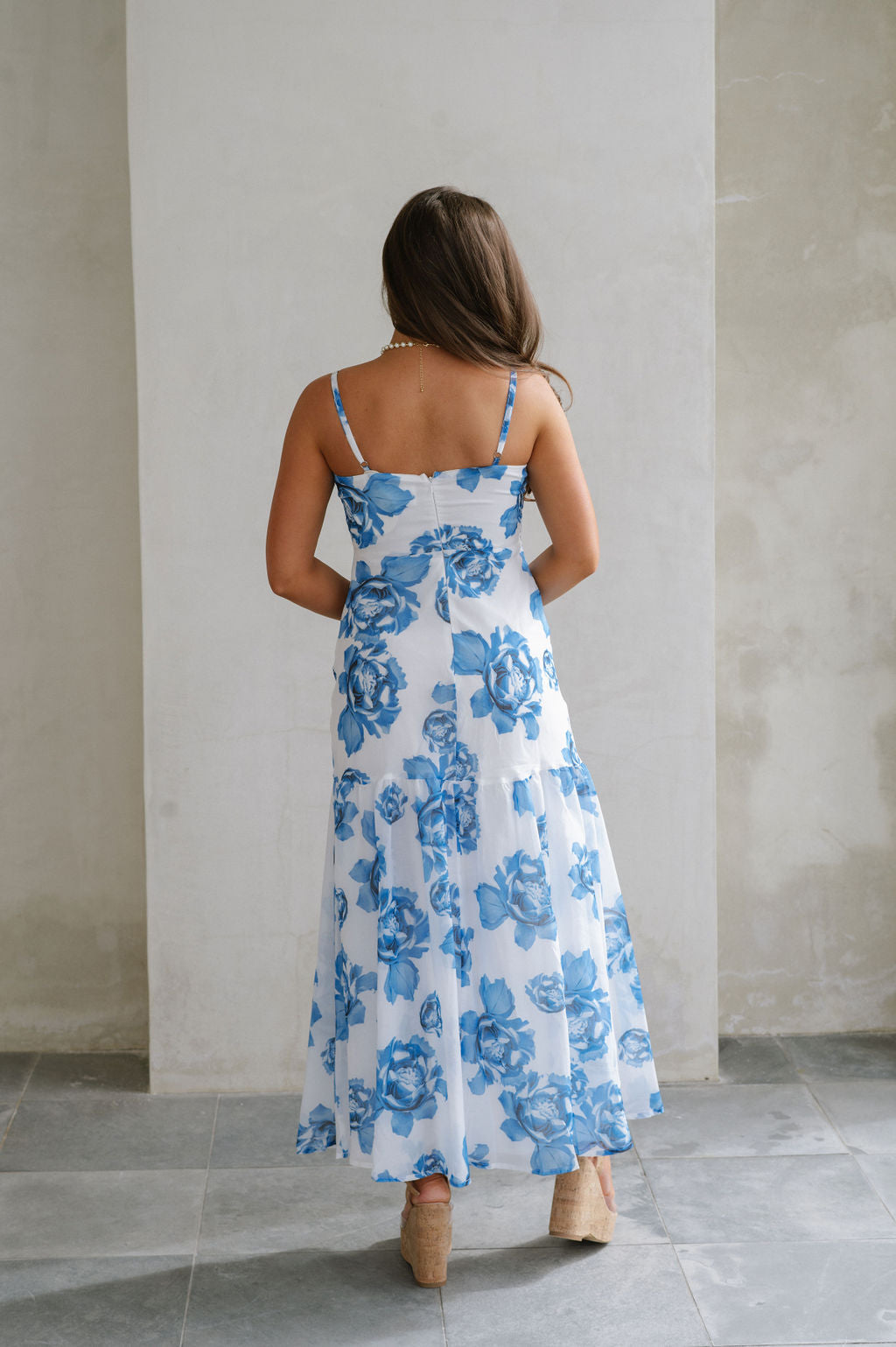 Leah Floral Maxi Dress-Blue