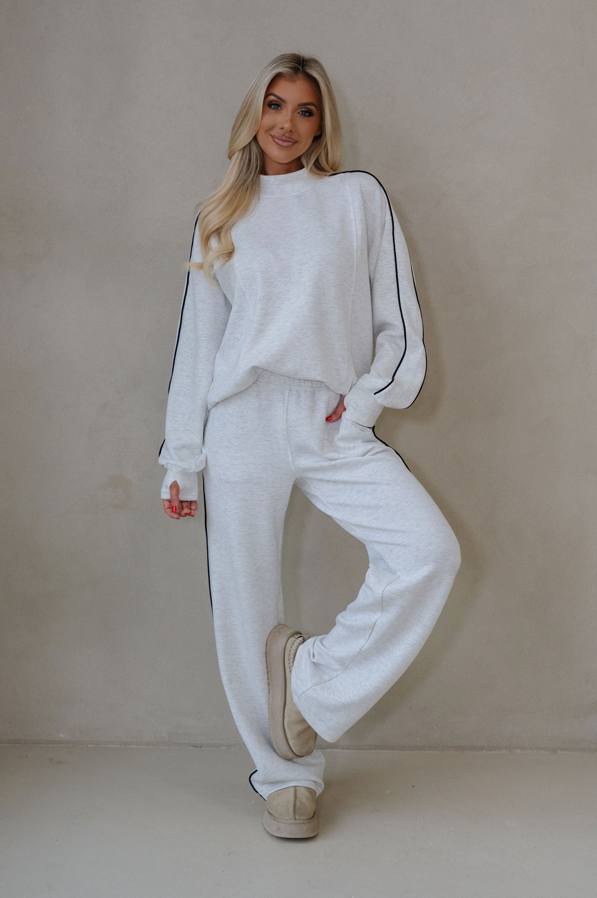 Piper Scuba Pants Set-Grey/Black