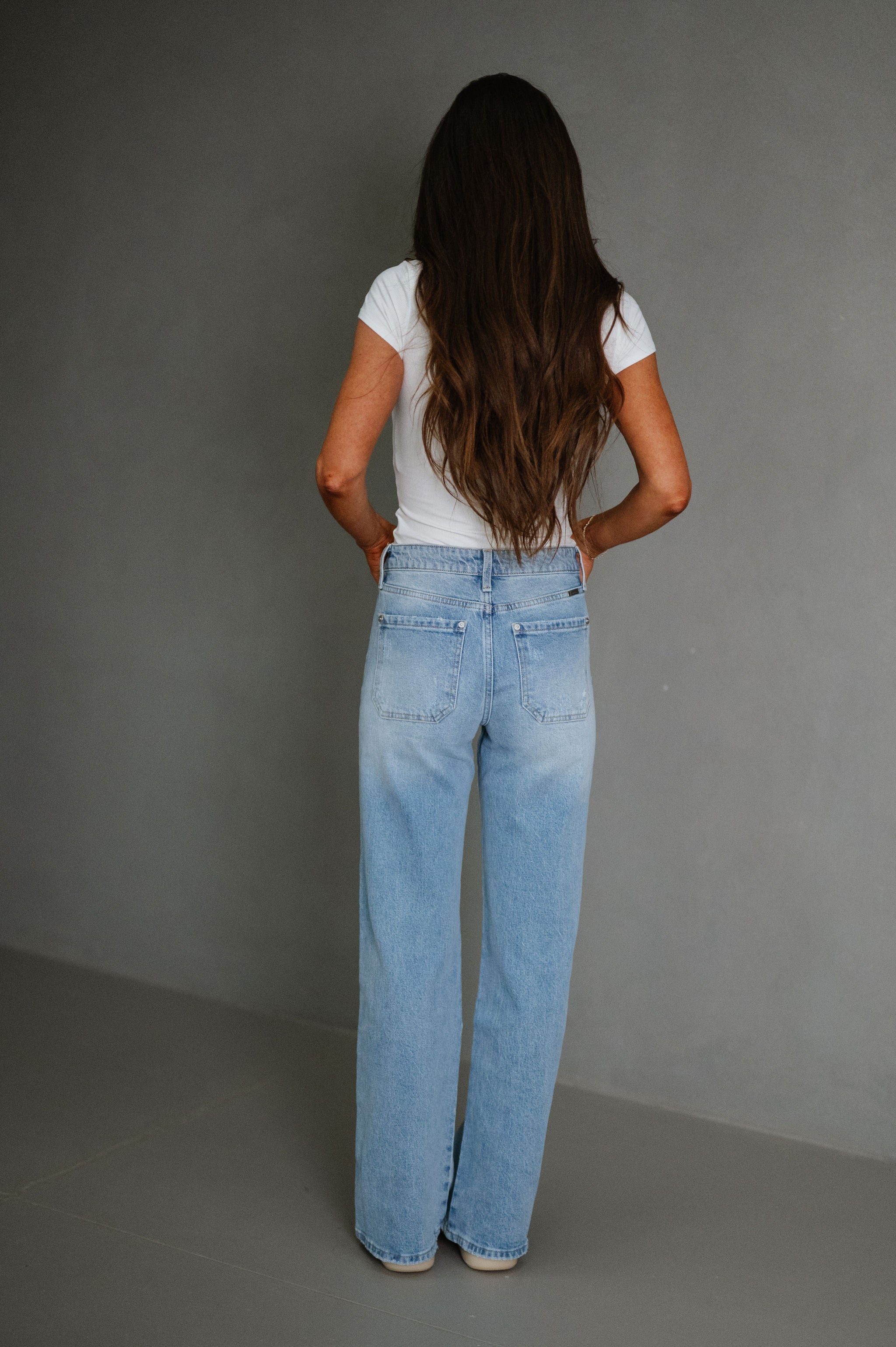 High Rise Wide Flare Jeans-Medium/Light