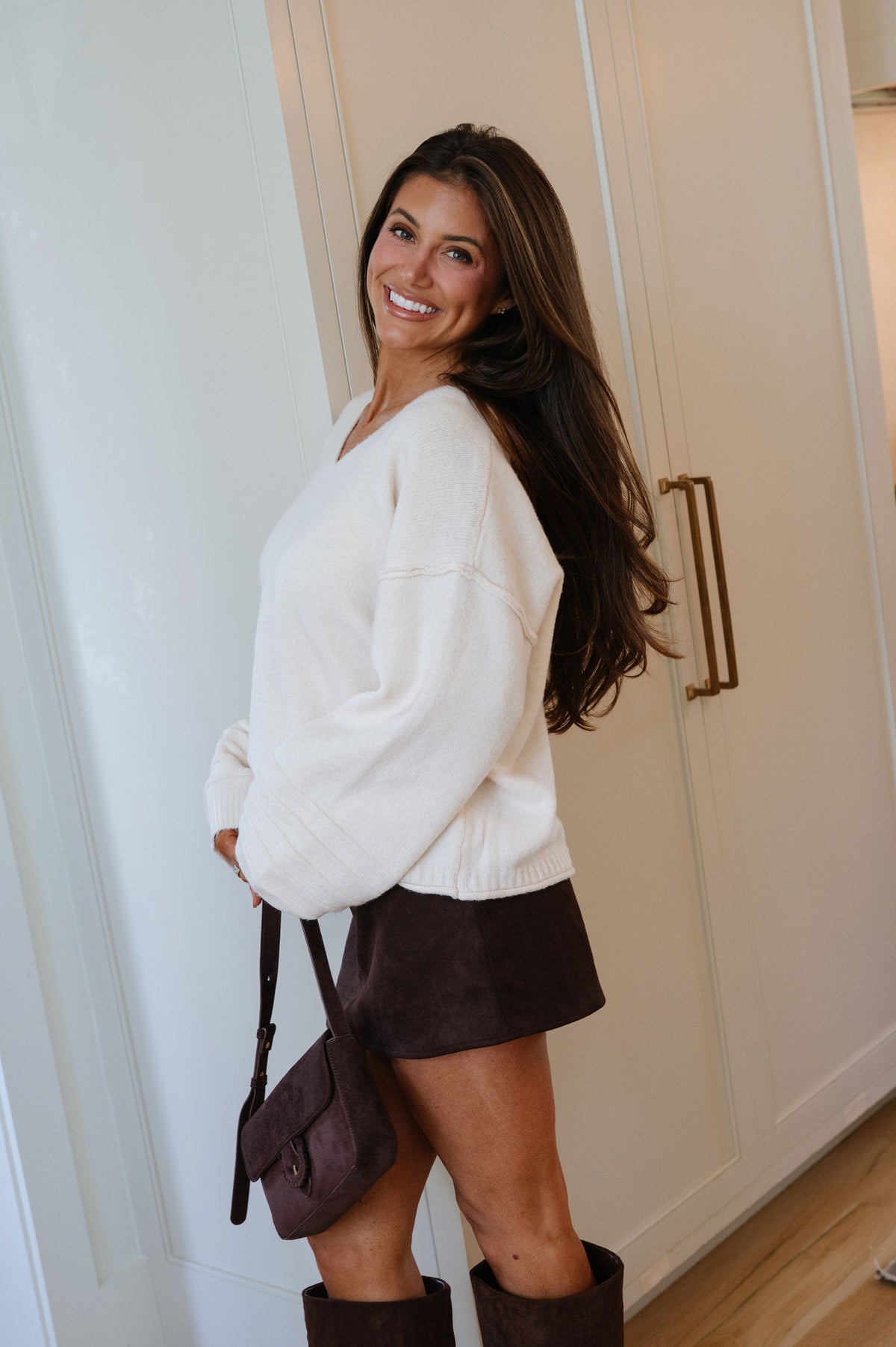 Everyday V-Neck Sweater-Ecru