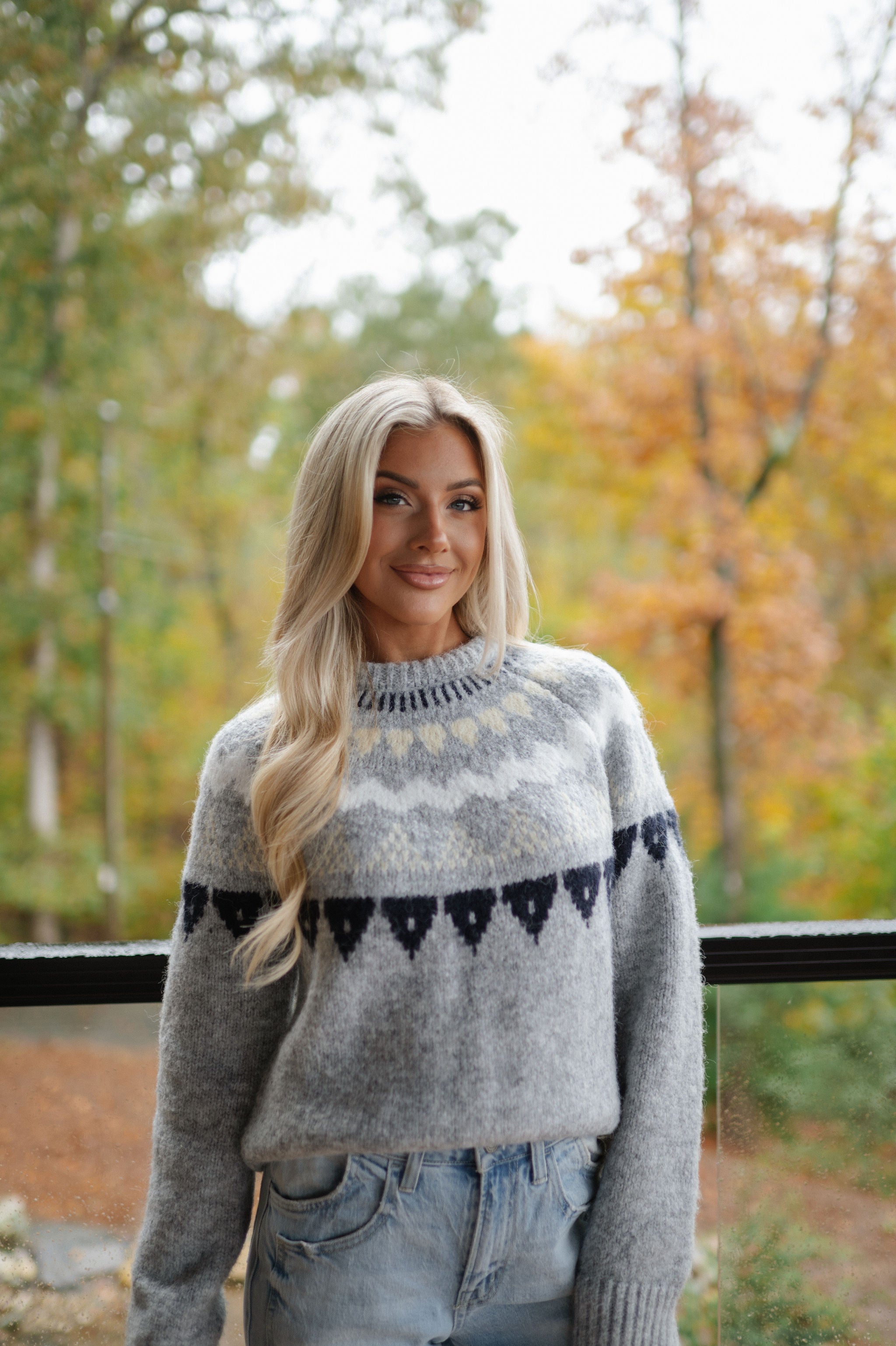 West Aztec Sweater-Grey Multi