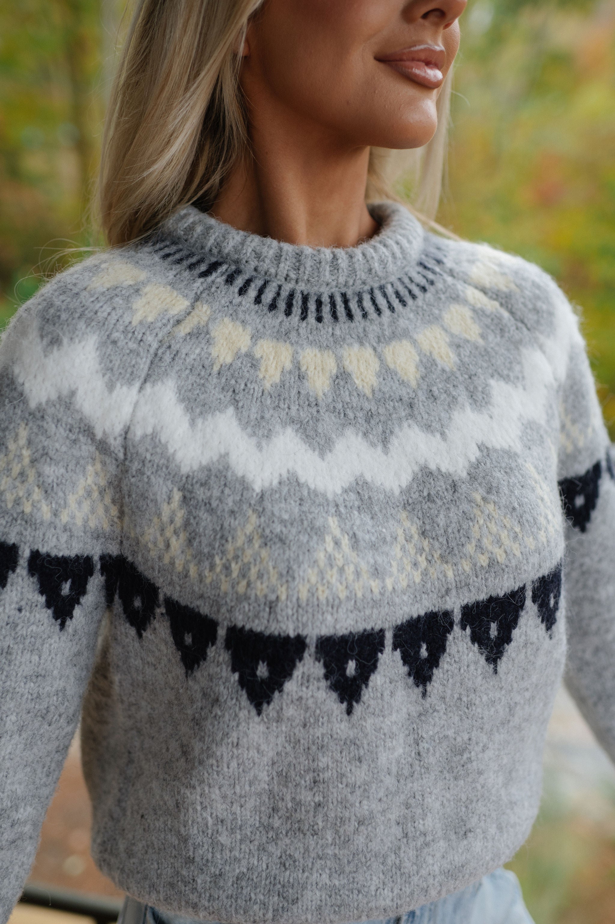 West Aztec Sweater-Grey Multi