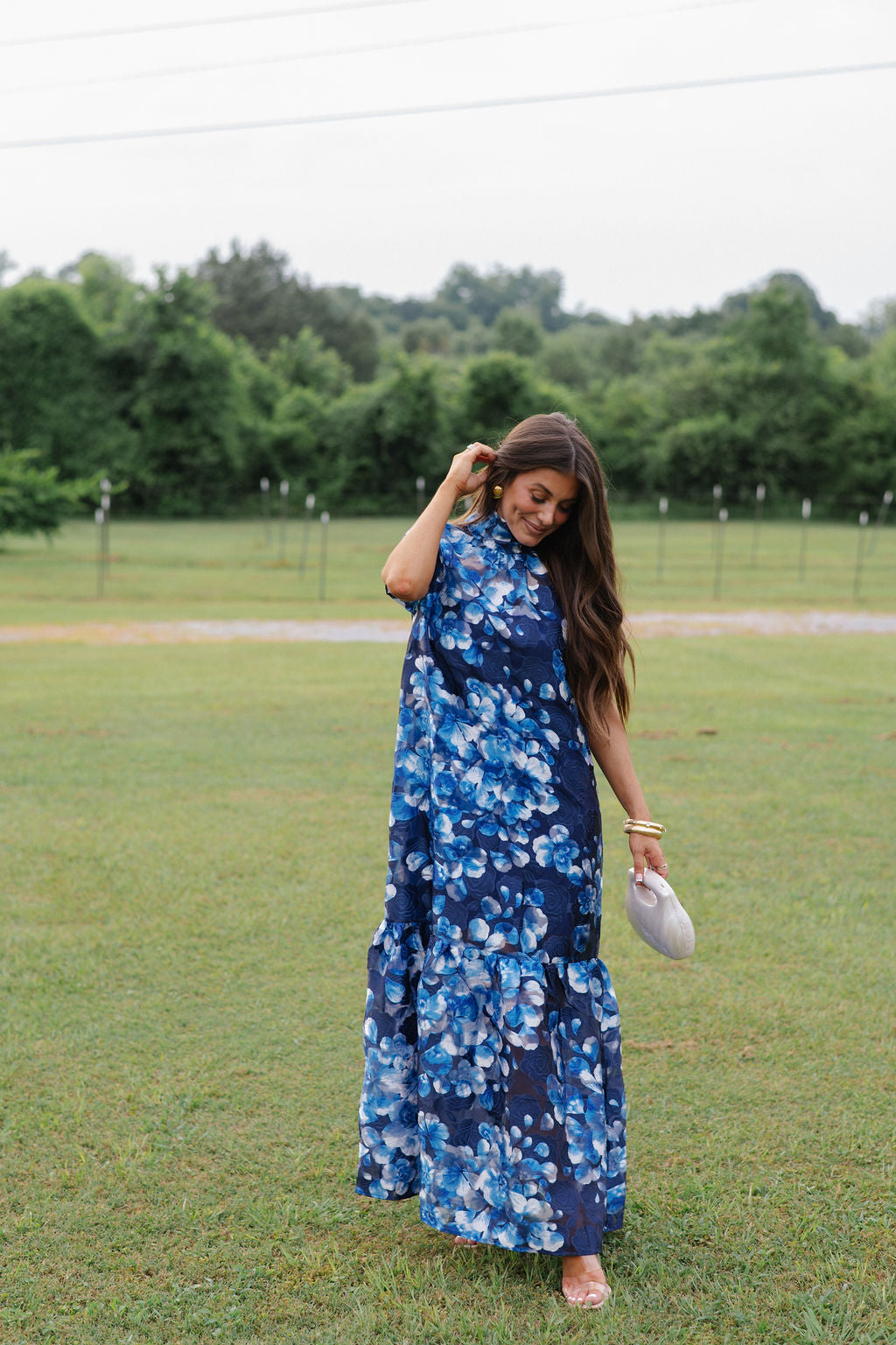 Abay Floral Dime Organza Maxi Dress