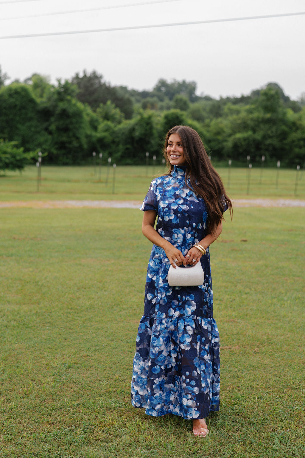 Abay Floral Dime Organza Maxi Dress