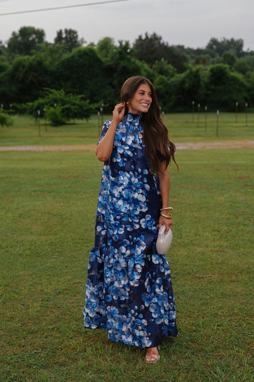 Abay Floral Dime Organza Maxi Dress