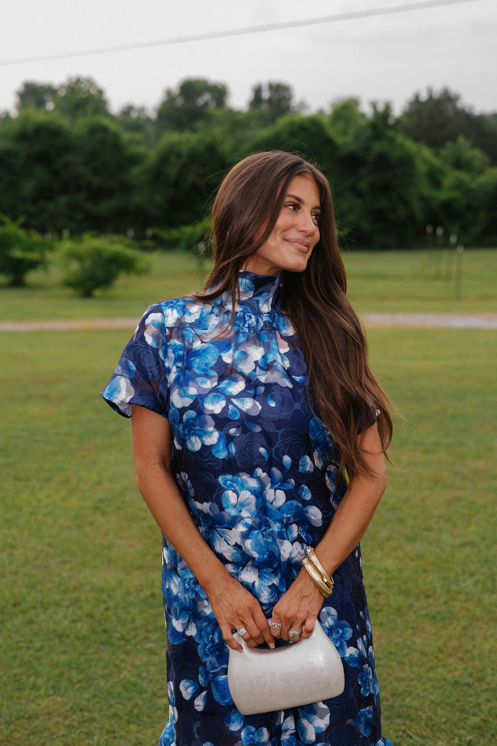 Abay Floral Dime Organza Maxi Dress