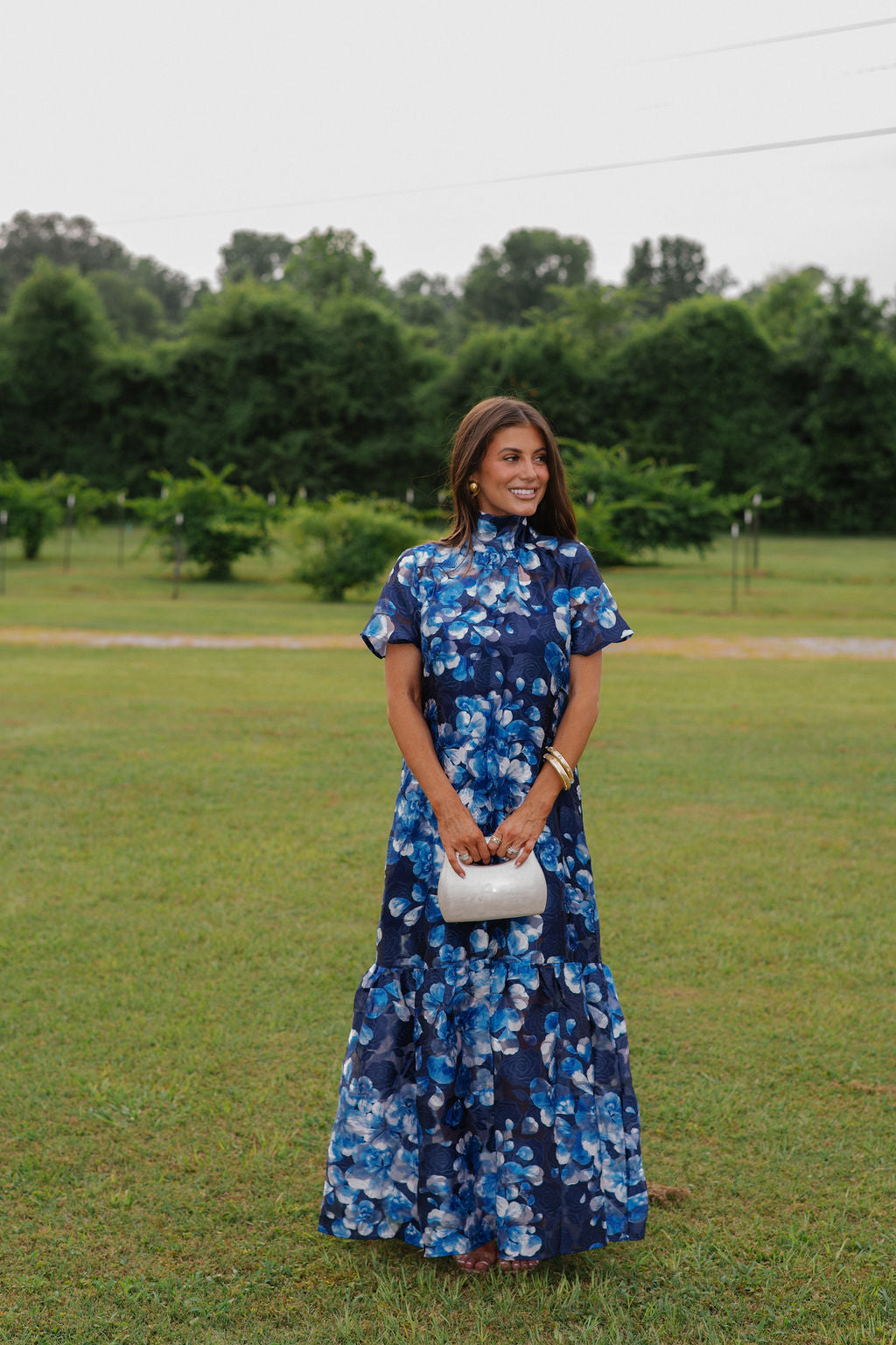 Abay Floral Dime Organza Maxi Dress