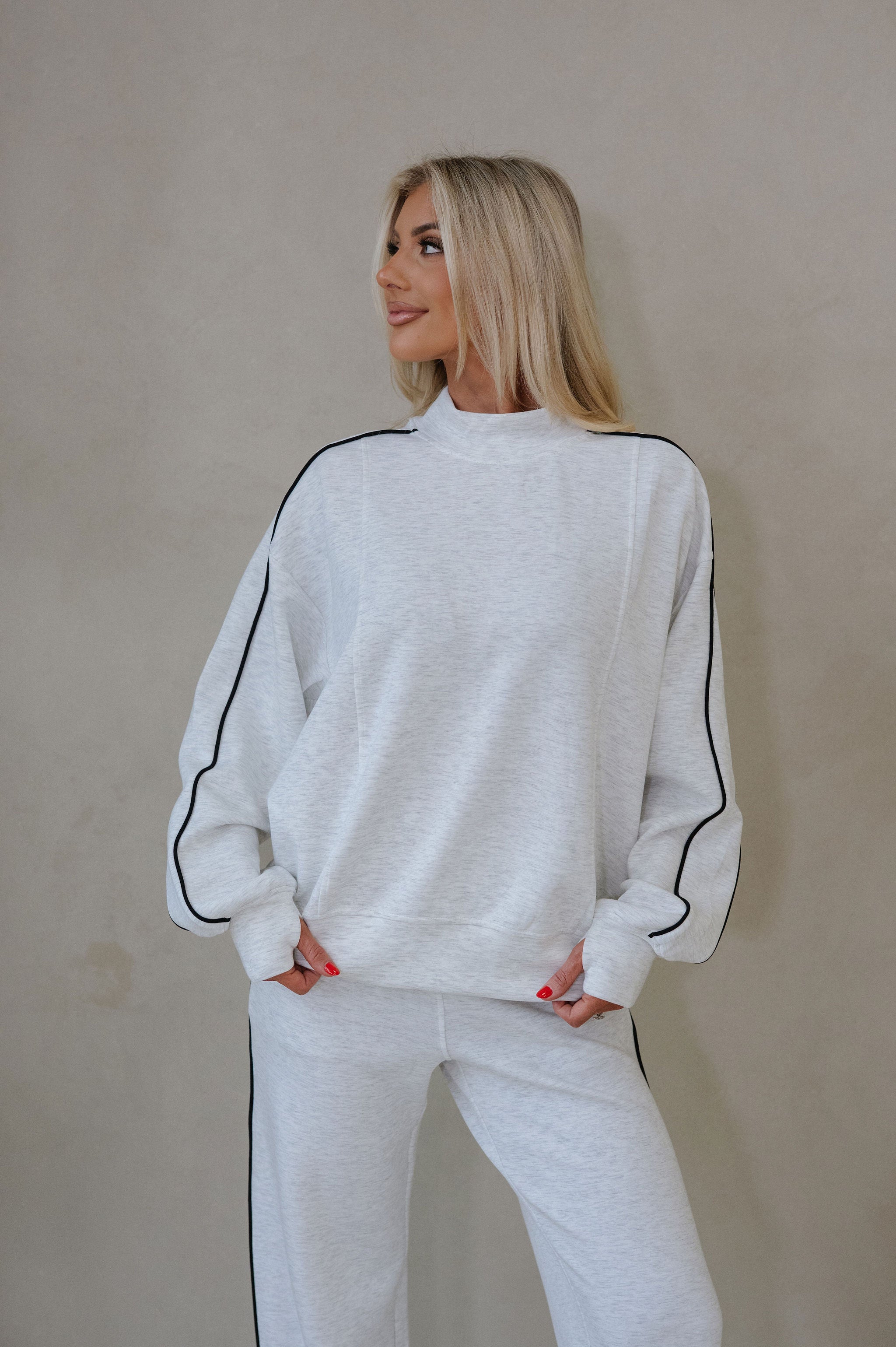 Piper Scuba Pants Set-Grey/Black