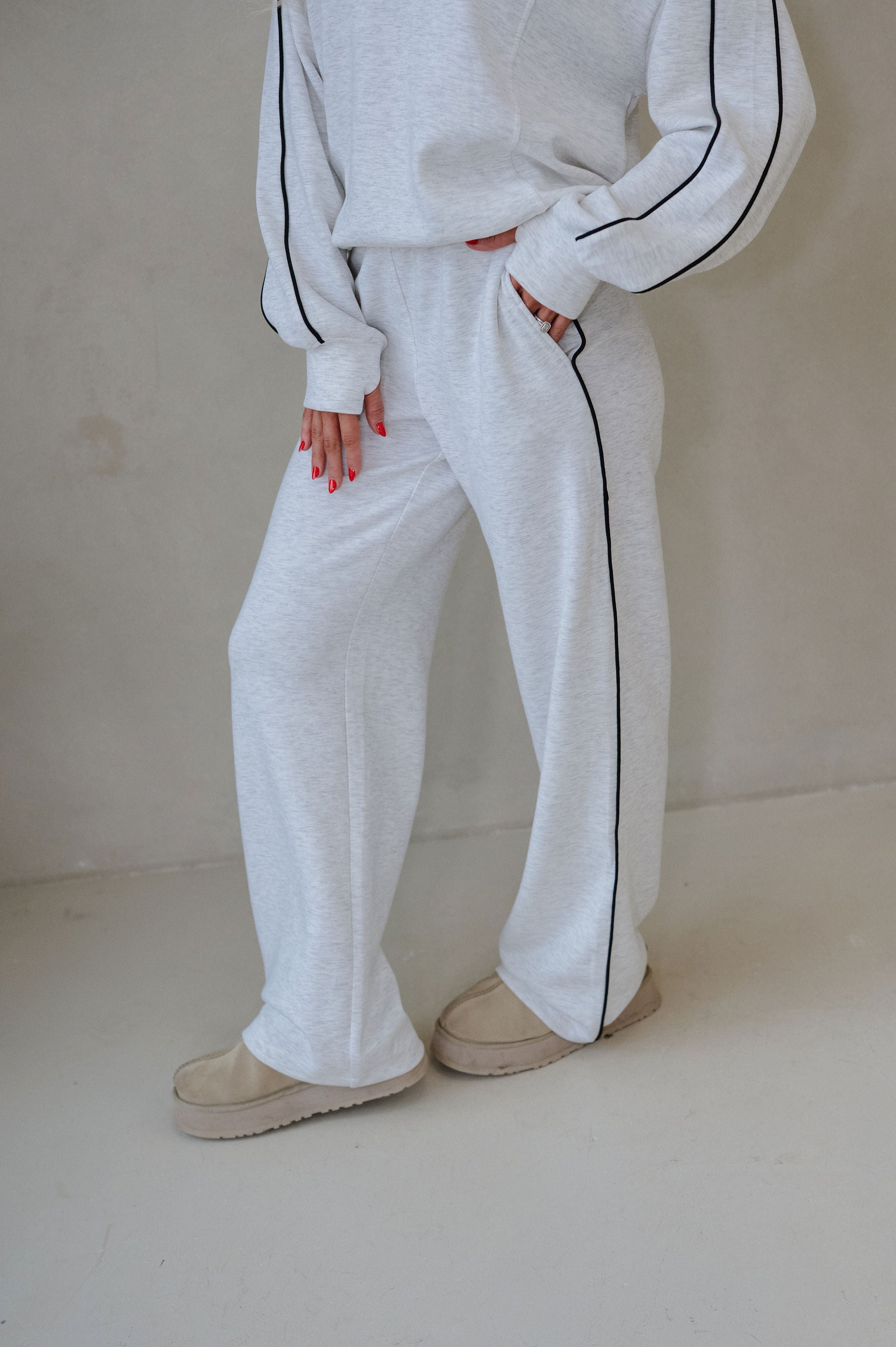 Piper Scuba Pants Set-Grey/Black