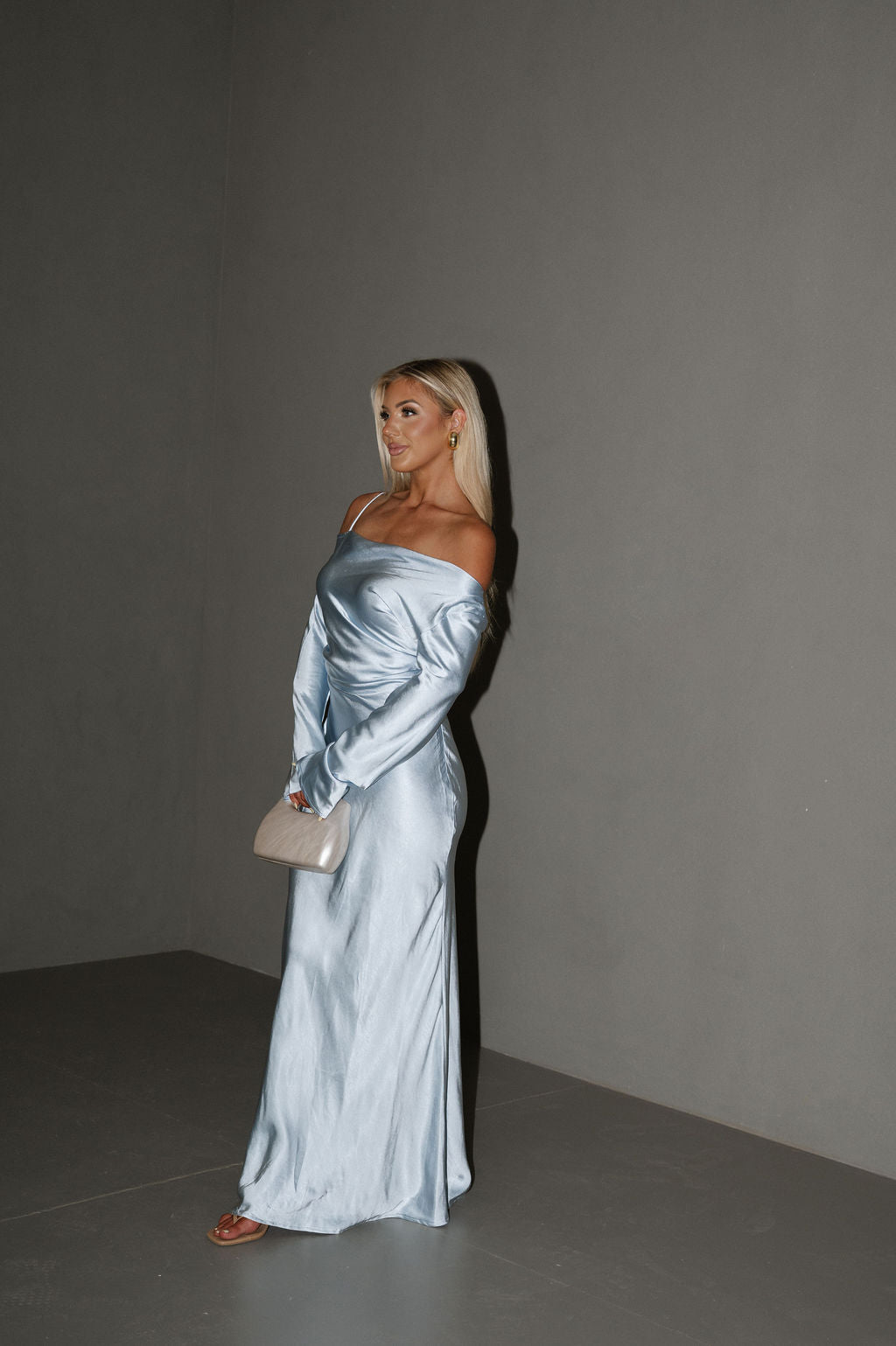 Nolan One Shoulder Maxi Dress-Blue